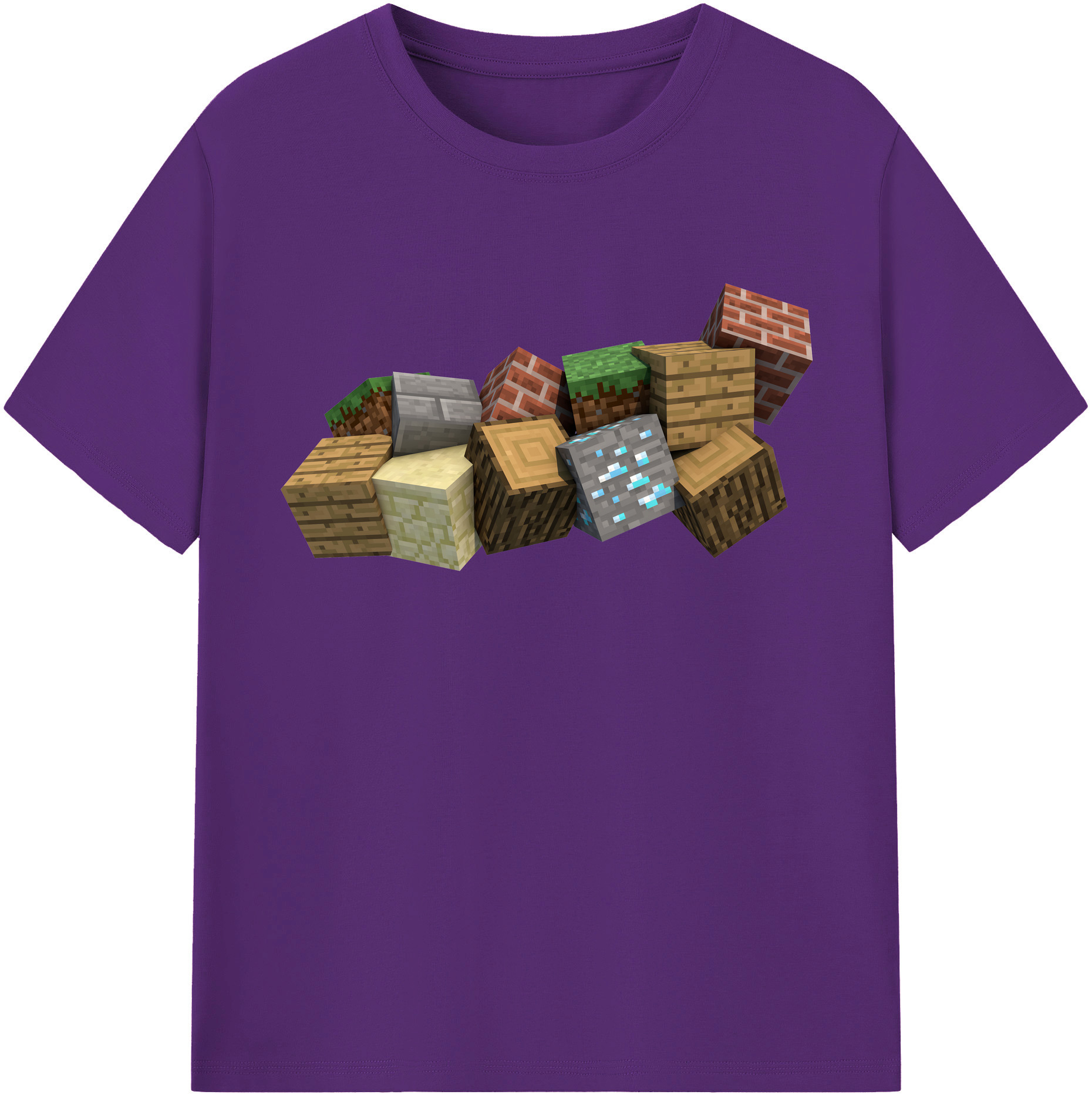 （画像用） マインクラフト ブロックの世界 Minecraft MC Block world 綿100％半袖Tシャツ（フロントプリント）