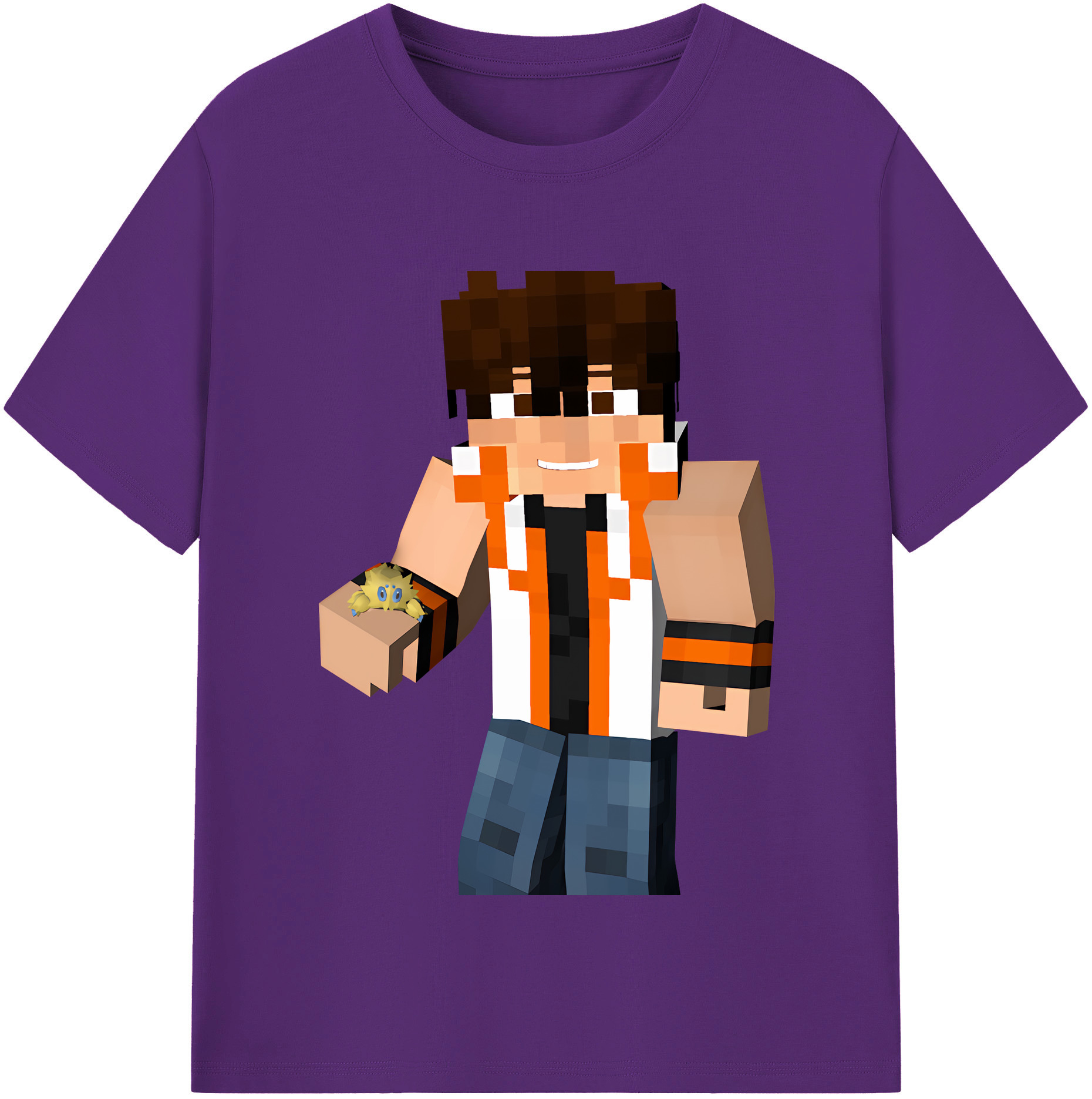 （画像用） マインクラフト ブロックの世界 Minecraft MC Block world 綿100％半袖Tシャツ（フロントプリント）