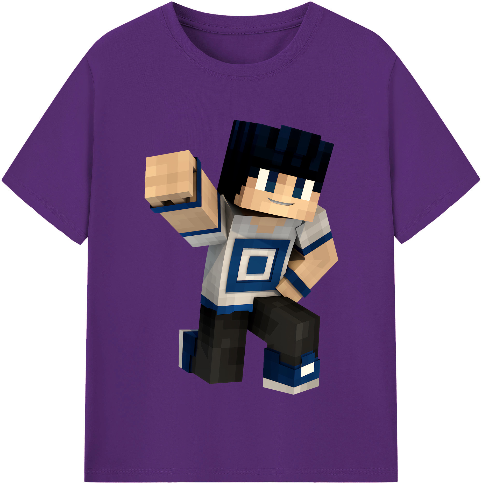 （画像用） マインクラフト ブロックの世界 Minecraft MC Block world 綿100％半袖Tシャツ（フロントプリント）