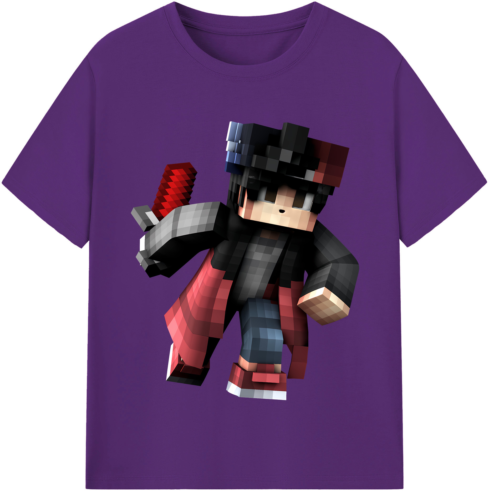 （画像用） マインクラフト ブロックの世界 Minecraft MC Block world 綿100％半袖Tシャツ（フロントプリント）