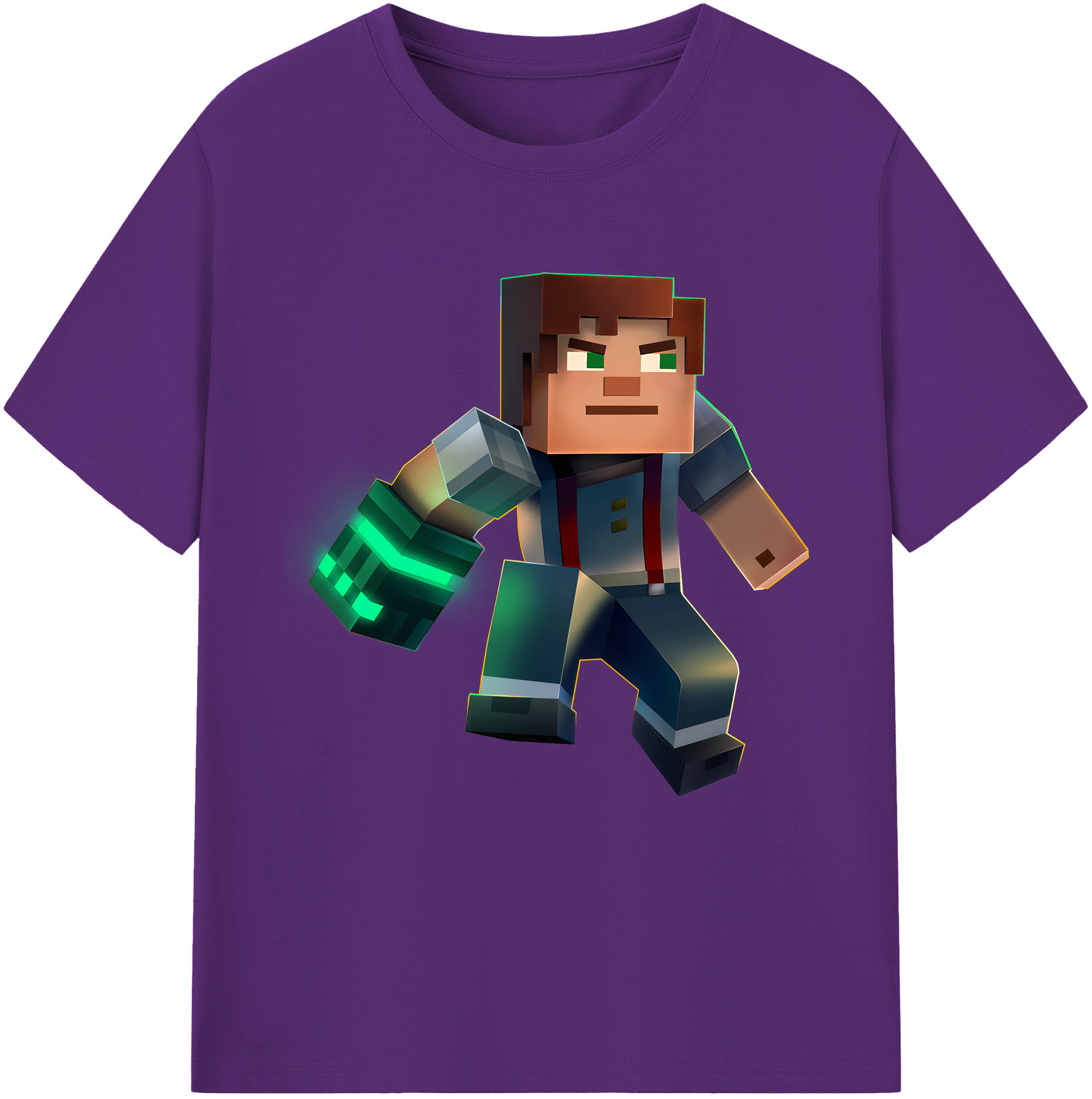 （画像用） マインクラフト ブロックの世界 Minecraft MC Block world 綿100％半袖Tシャツ（フロントプリント）