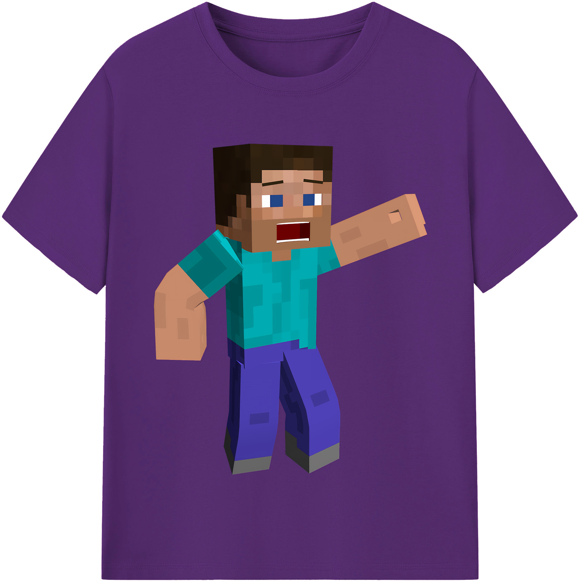 （画像用） マインクラフト ブロックの世界 Minecraft MC Block world 綿100％半袖Tシャツ（フロントプリント）