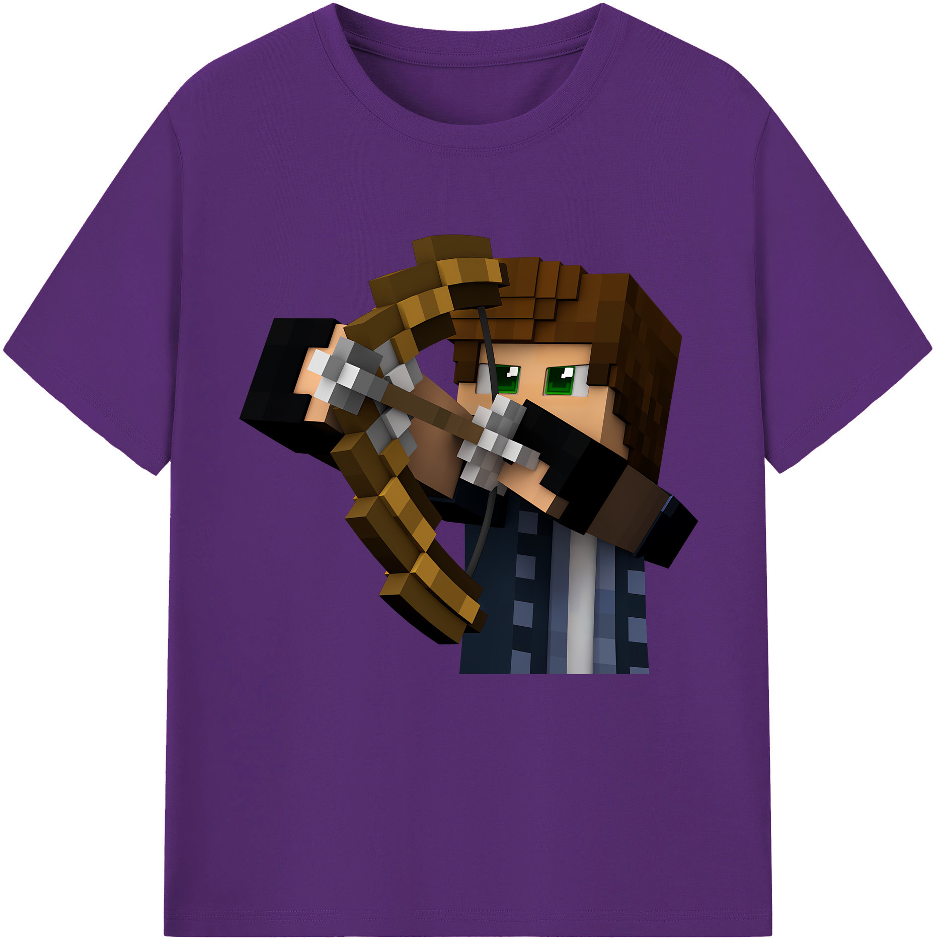 （画像用） マインクラフト ブロックの世界 Minecraft MC Block world 綿100％半袖Tシャツ（フロントプリント）