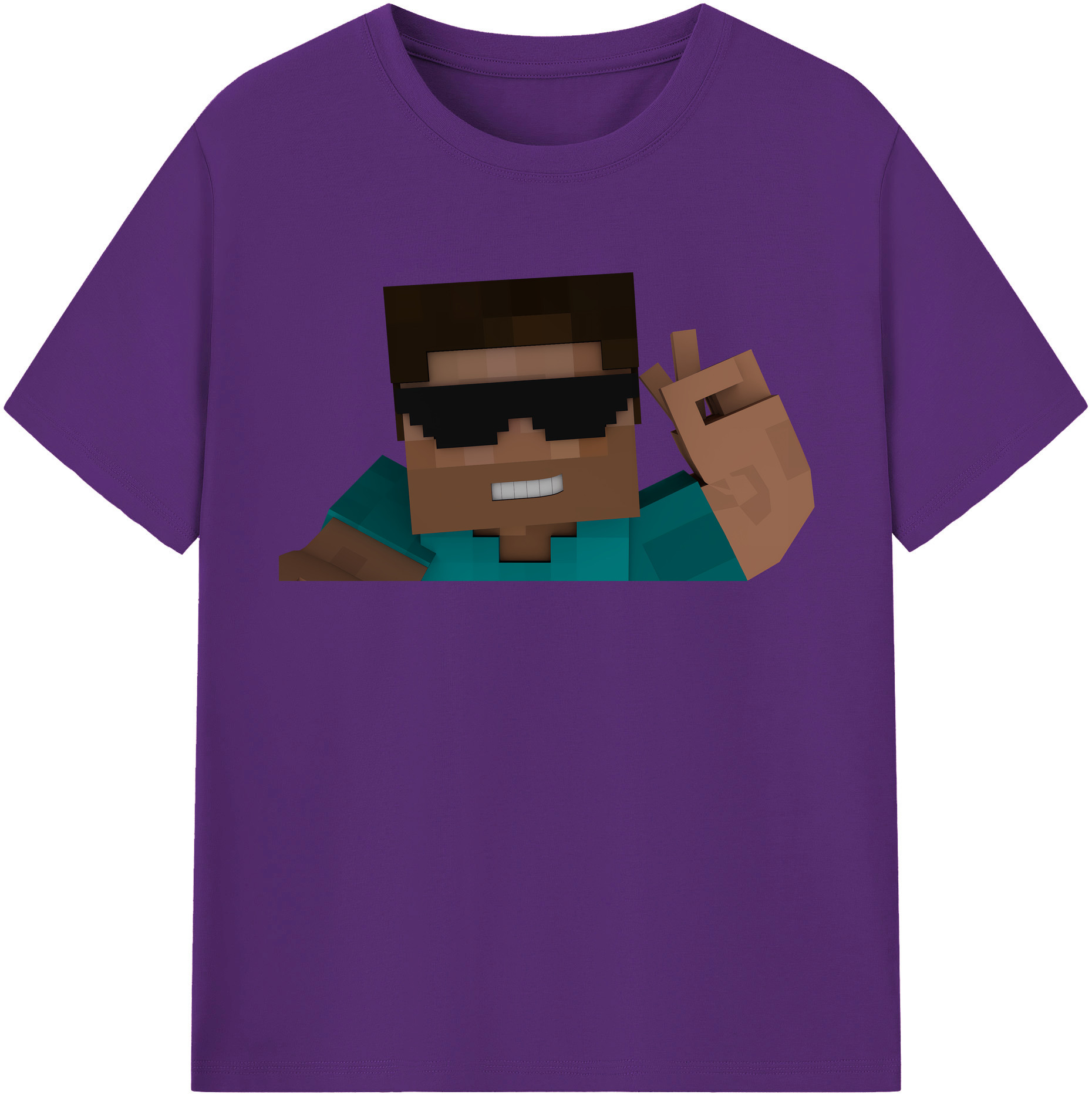 （画像用） マインクラフト ブロックの世界 Minecraft MC Block world 綿100％半袖Tシャツ（フロントプリント）