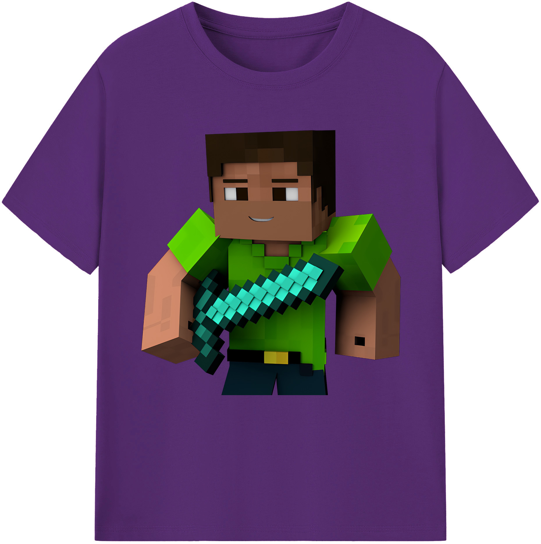 （画像用） マインクラフト ブロックの世界 Minecraft MC Block world 綿100％半袖Tシャツ（フロントプリント）