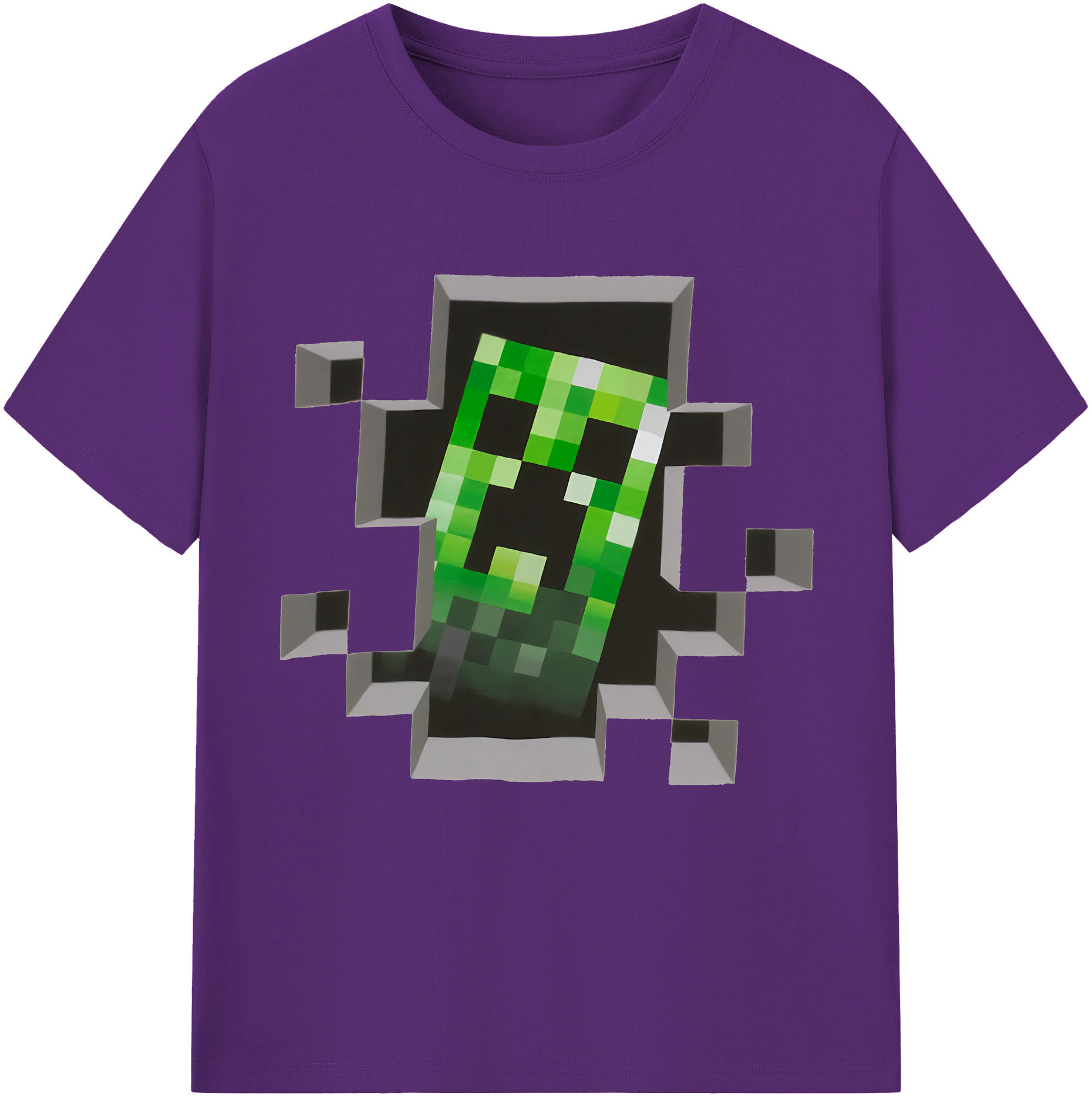 （画像用） マインクラフト ブロックの世界 Minecraft MC Block world 綿100％半袖Tシャツ（フロントプリント）
