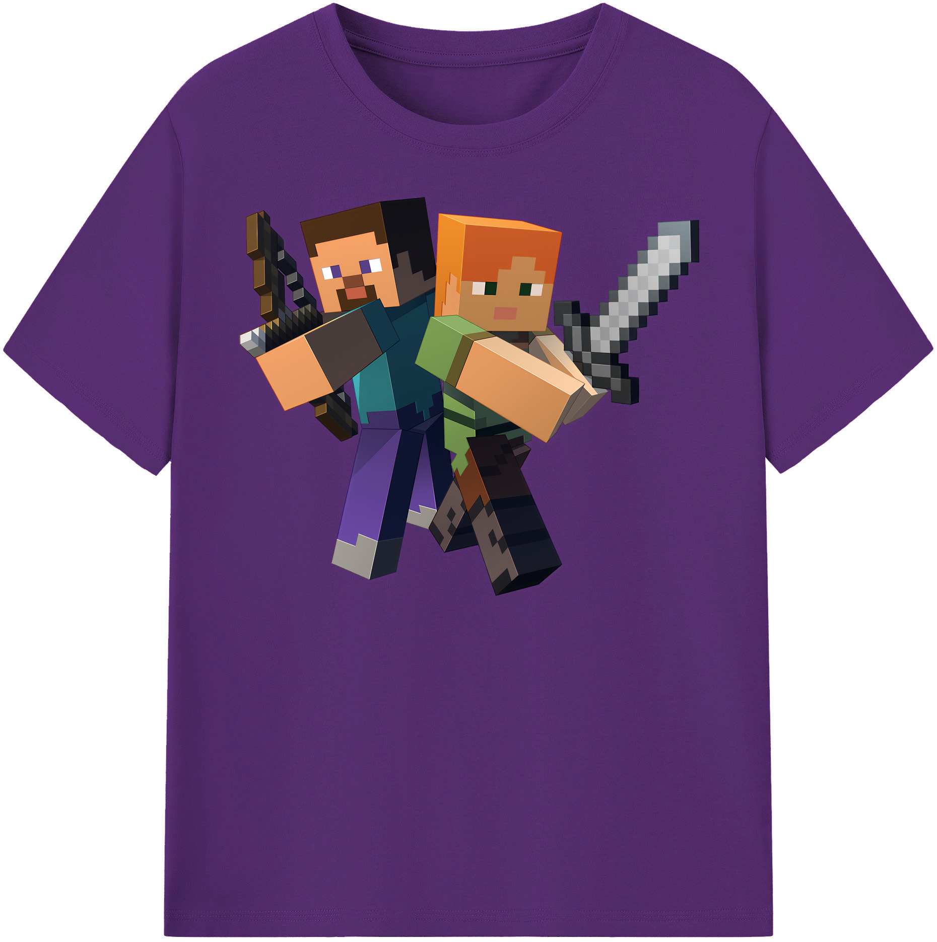 （画像用） マインクラフト ブロックの世界 Minecraft MC Block world 綿100％半袖Tシャツ（フロントプリント）