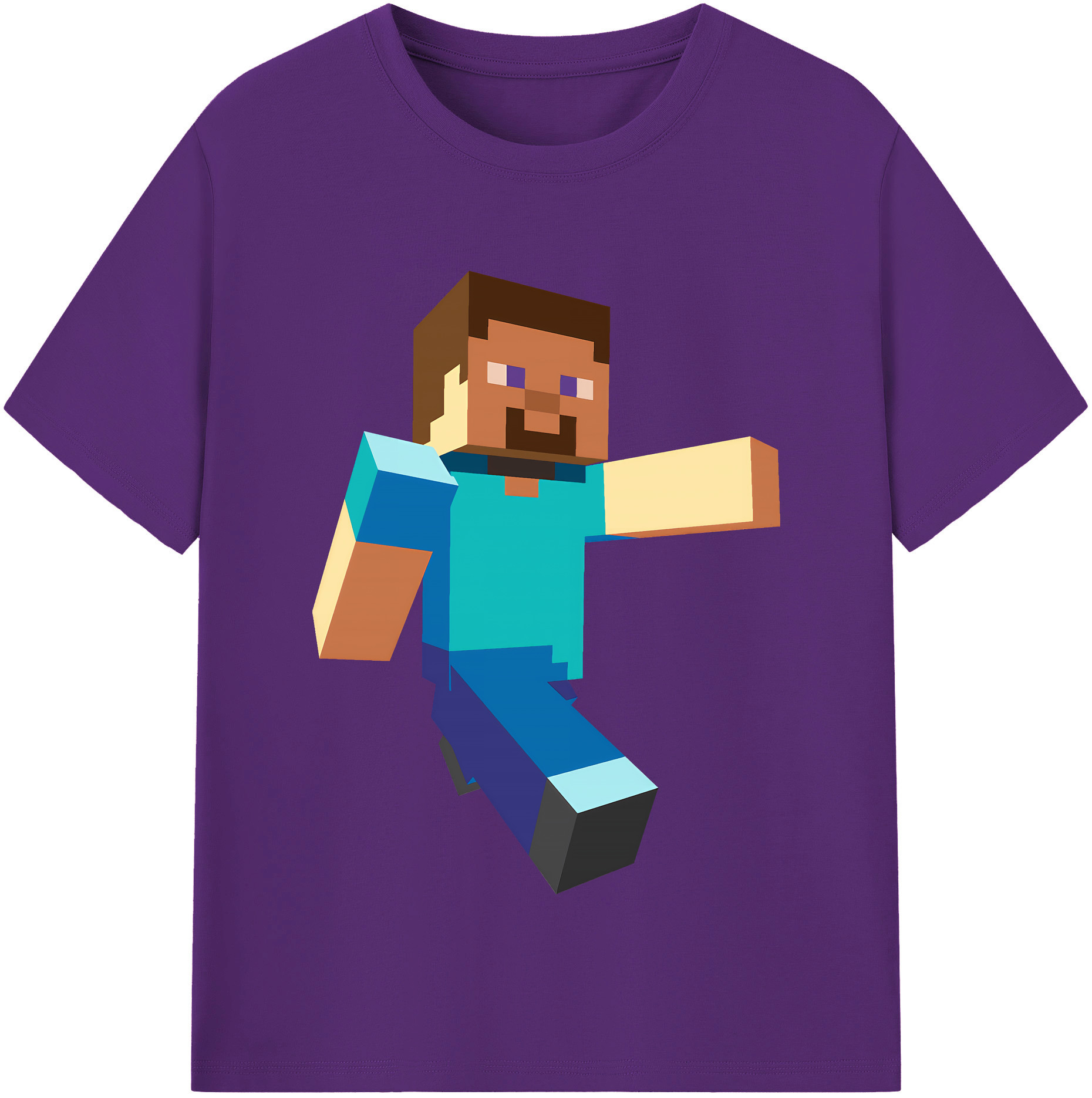 （画像用） マインクラフト ブロックの世界 Minecraft MC Block world 綿100％半袖Tシャツ（フロントプリント）