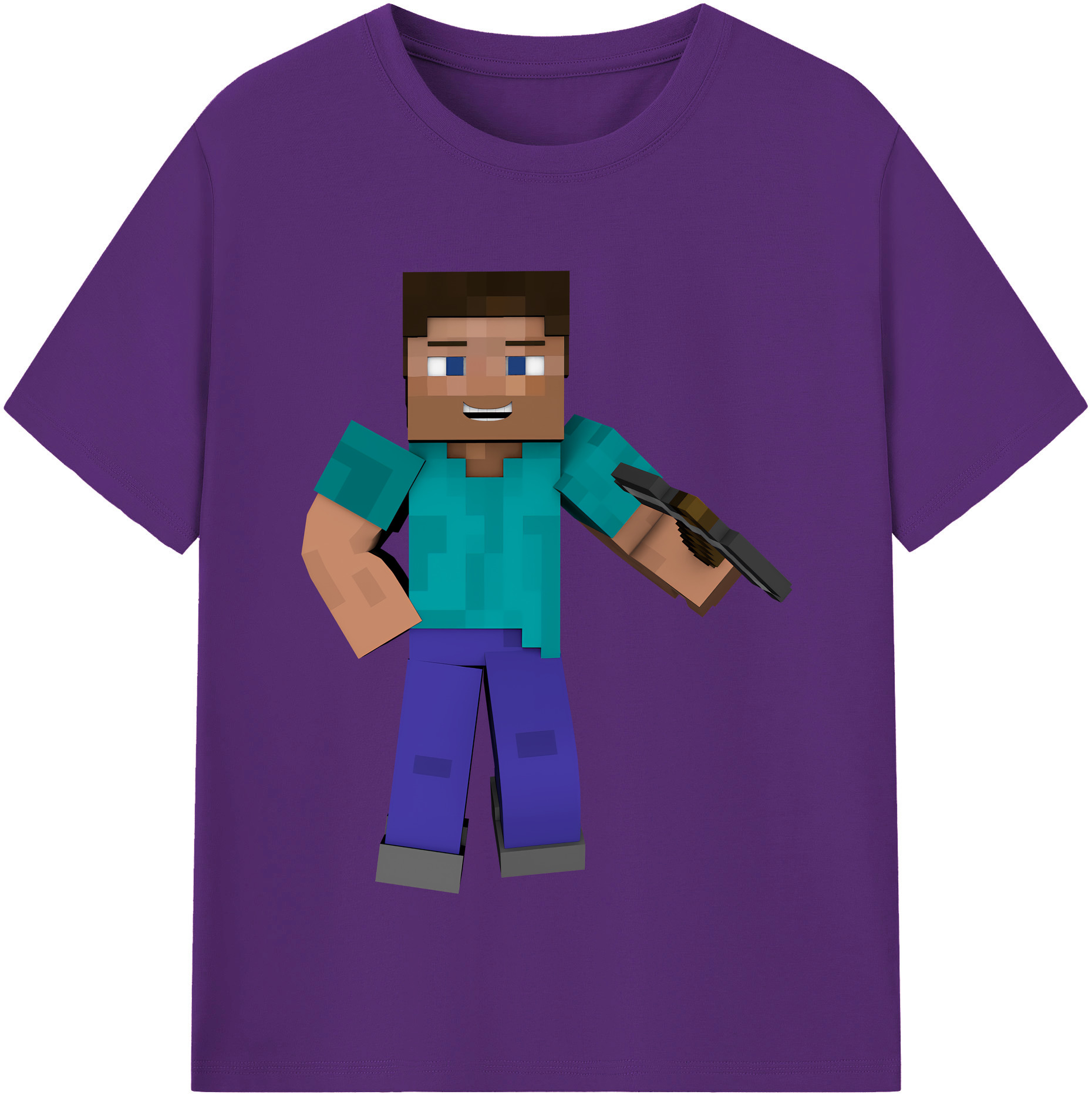 （画像用） マインクラフト ブロックの世界 Minecraft MC Block world 綿100％半袖Tシャツ（フロントプリント）