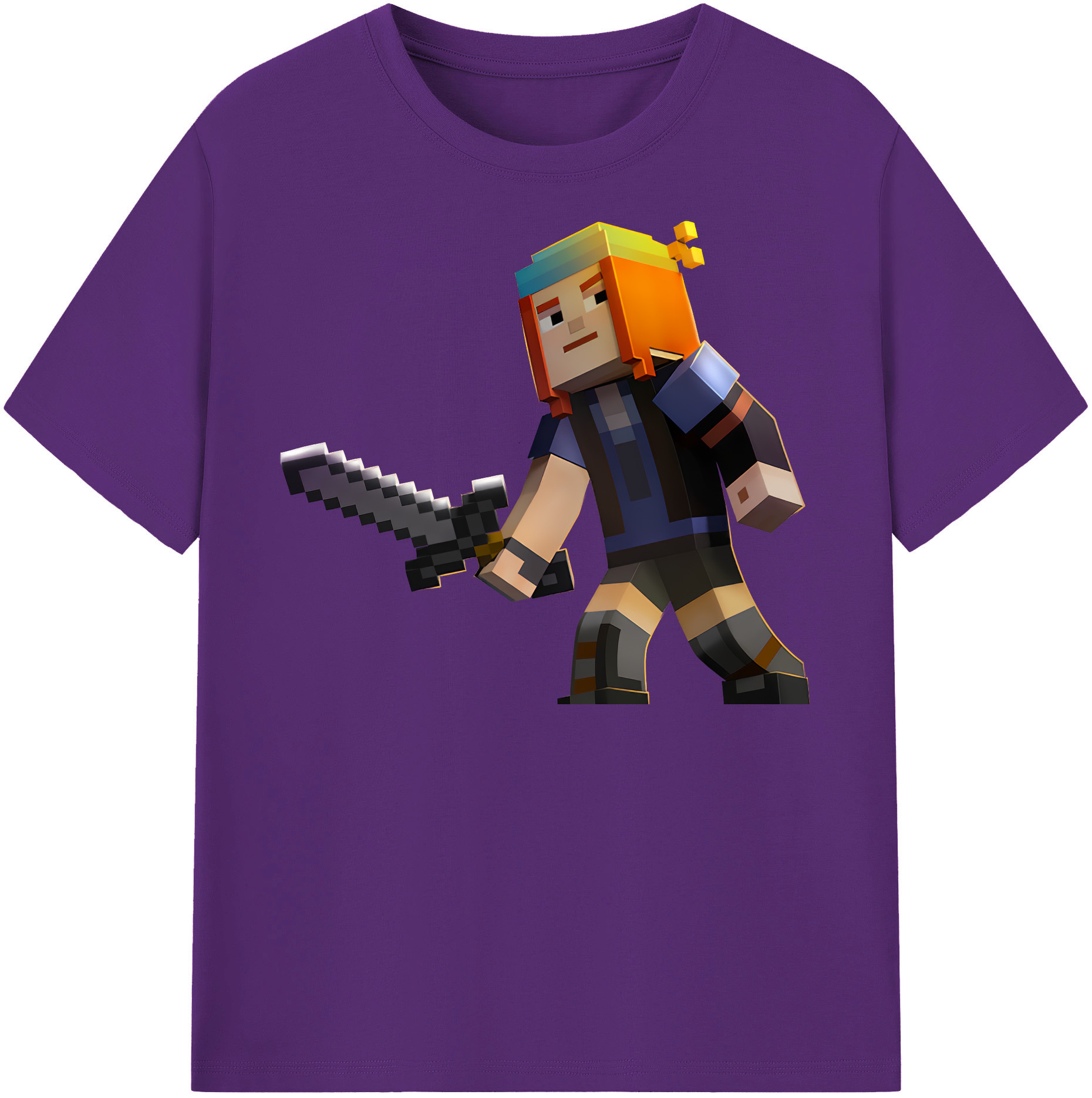 （画像用） マインクラフト ブロックの世界 Minecraft MC Block world 綿100％半袖Tシャツ（フロントプリント）