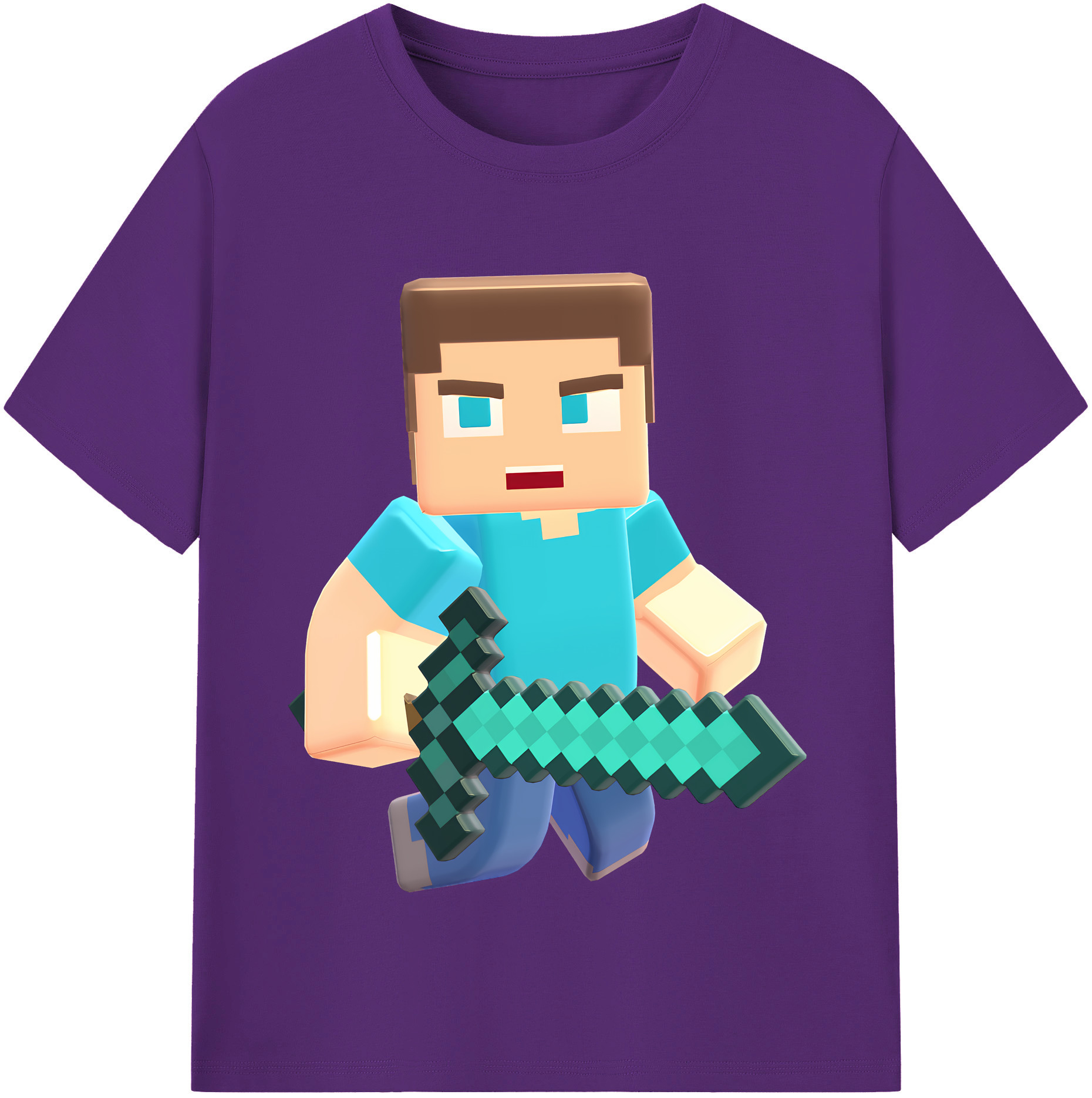 （画像用） マインクラフト ブロックの世界 Minecraft MC Block world 綿100％半袖Tシャツ（フロントプリント）