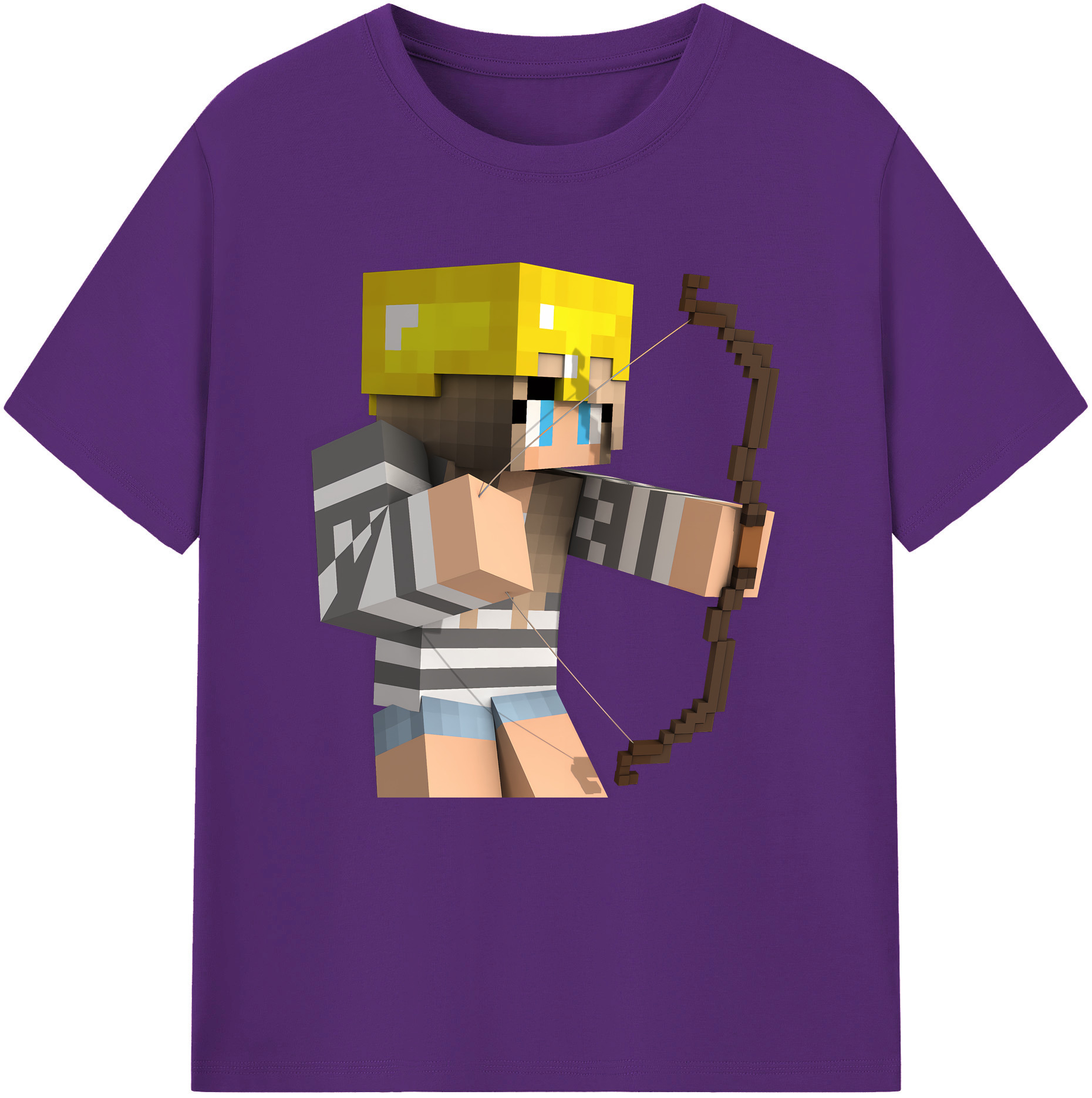 （画像用） マインクラフト ブロックの世界 Minecraft MC Block world 綿100％半袖Tシャツ（フロントプリント）