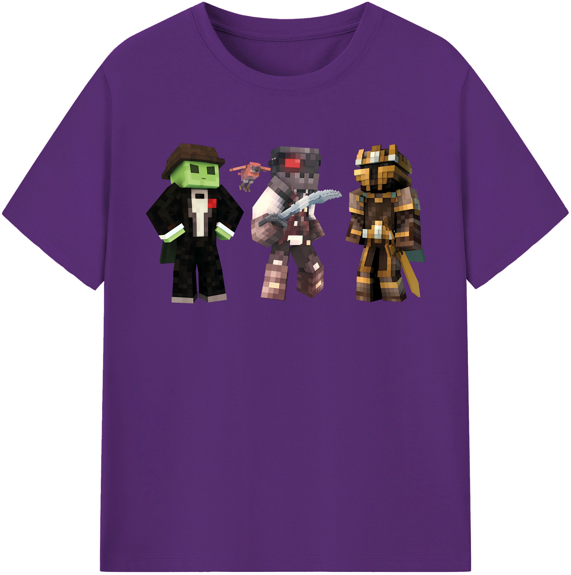 （画像用） マインクラフト ブロックの世界 Minecraft MC Block world 綿100％半袖Tシャツ（フロントプリント）