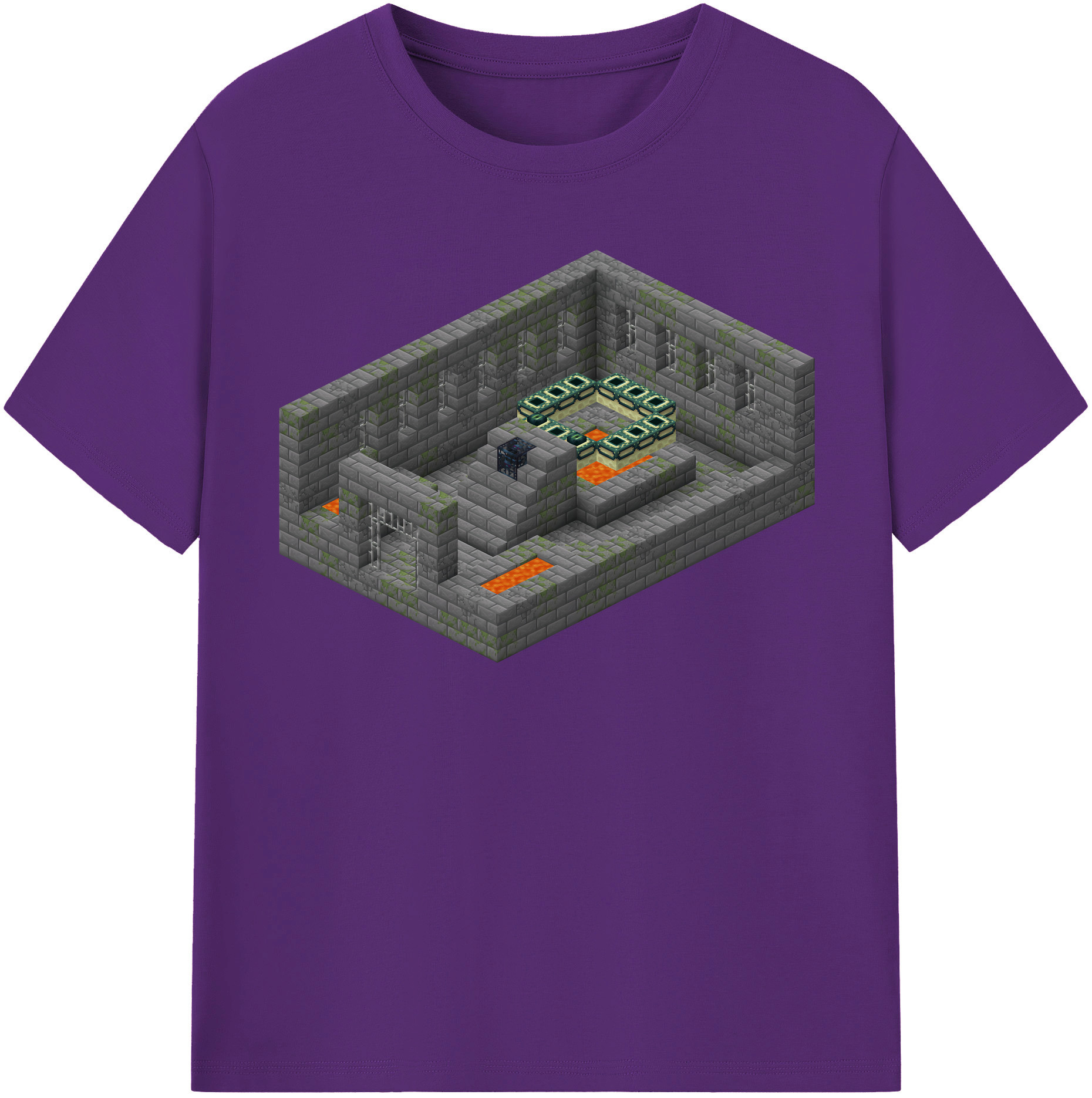 （画像用） マインクラフト ブロックの世界 Minecraft MC Block world 綿100％半袖Tシャツ（フロントプリント）