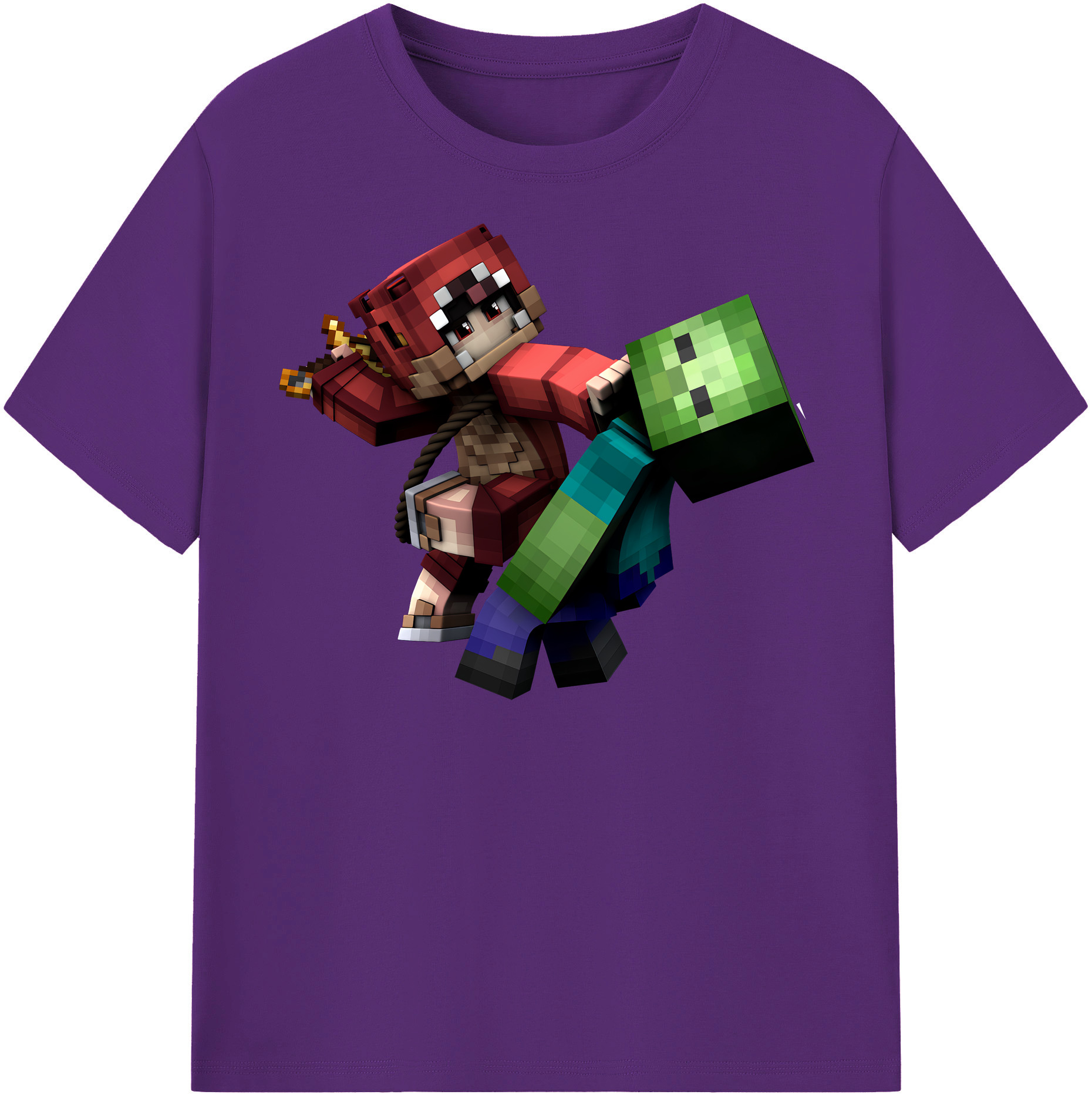 （画像用） マインクラフト ブロックの世界 Minecraft MC Block world 綿100％半袖Tシャツ（フロントプリント）