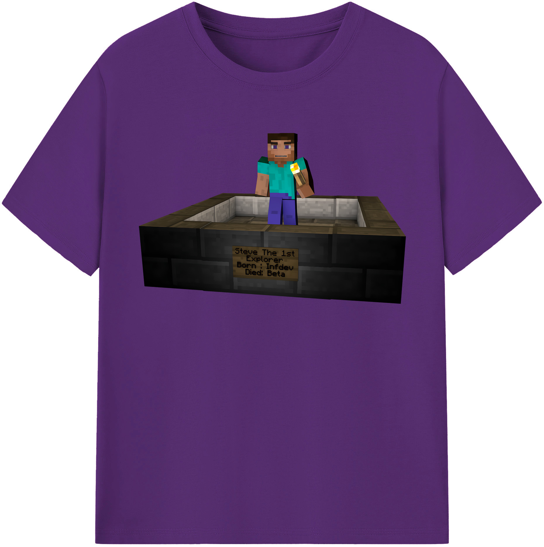 （画像用） マインクラフト ブロックの世界 Minecraft MC Block world 綿100％半袖Tシャツ（フロントプリント）