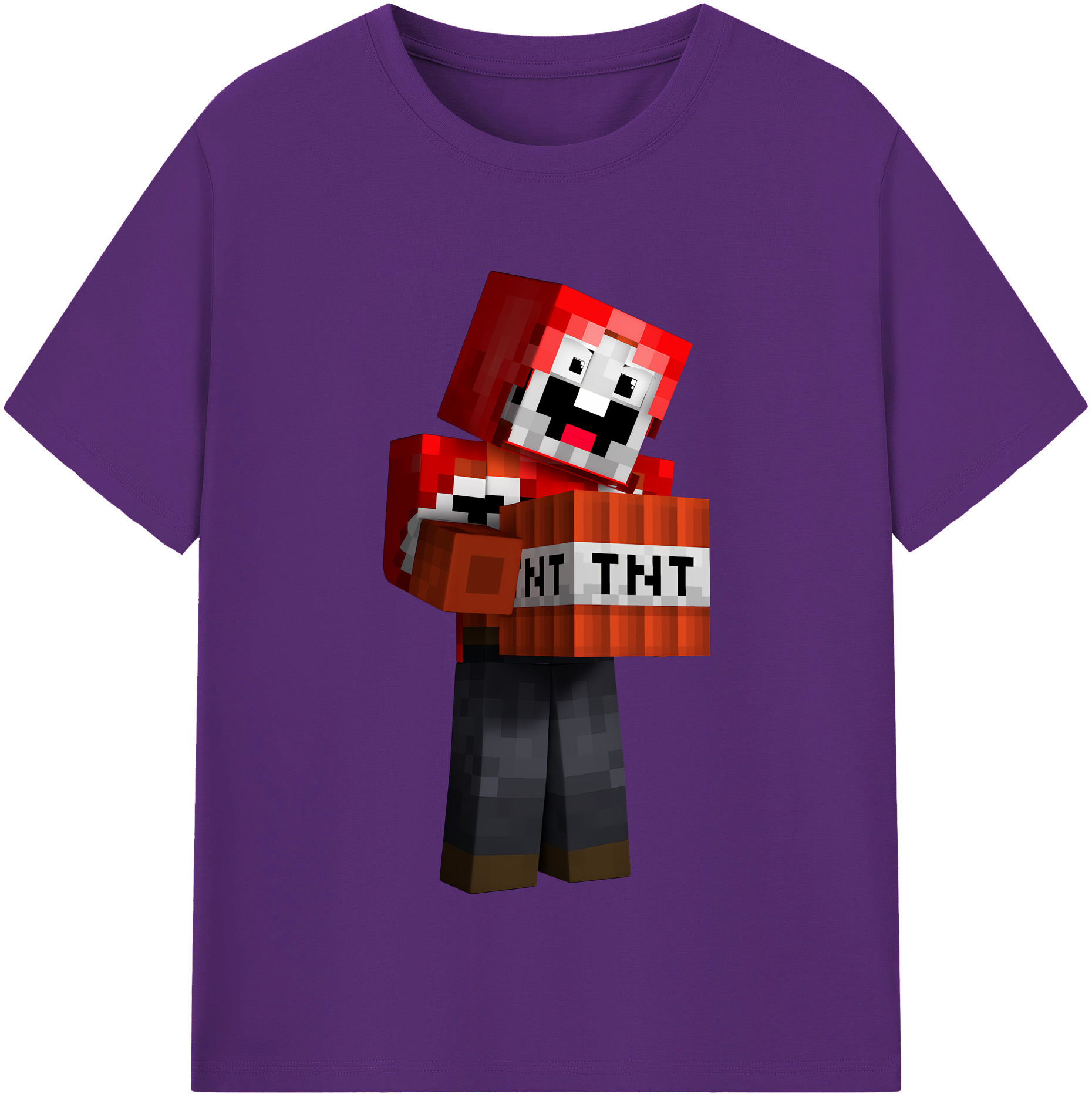 （画像用） マインクラフト ブロックの世界 Minecraft MC Block world 綿100％半袖Tシャツ（フロントプリント）