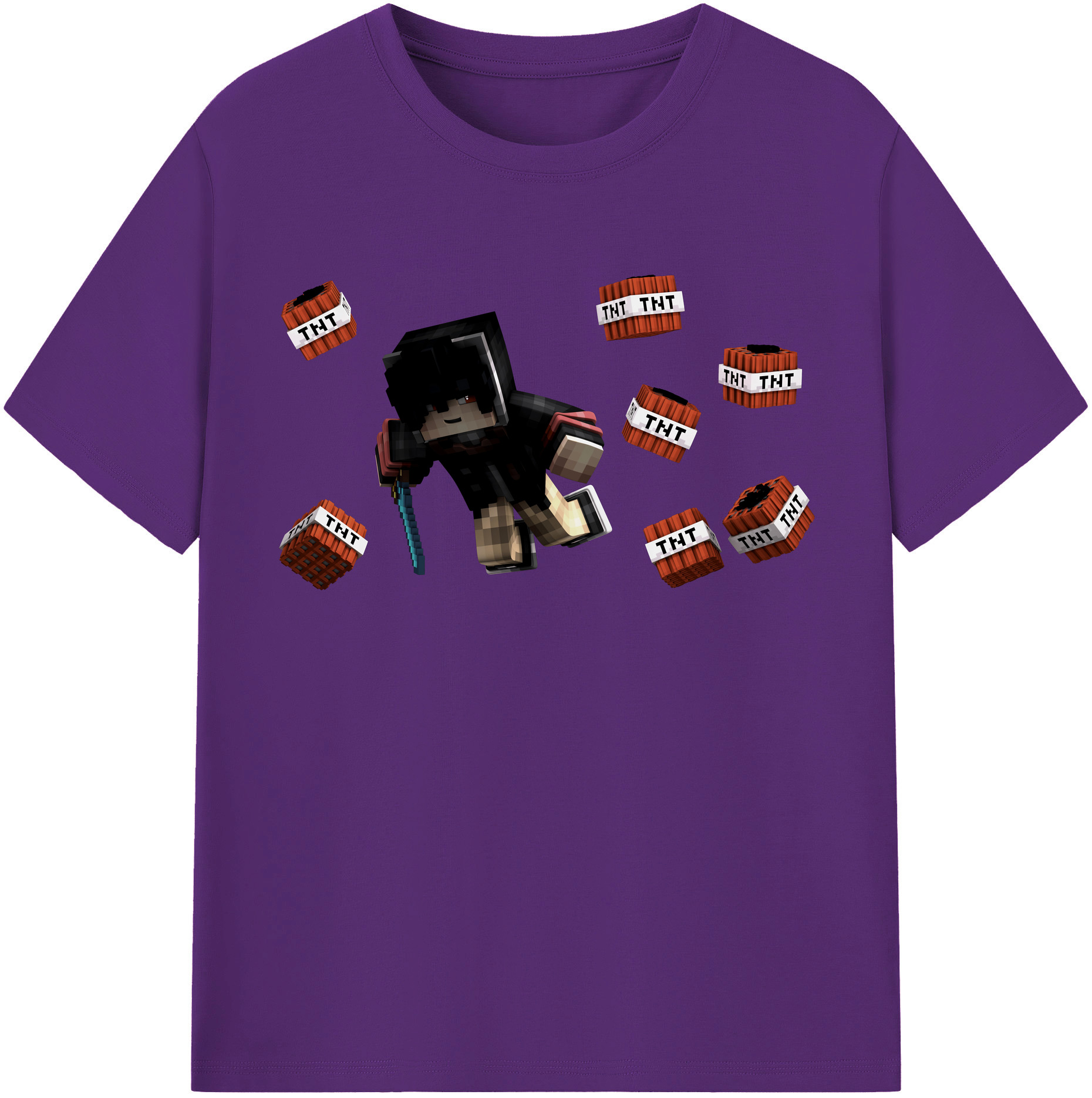 （画像用） マインクラフト ブロックの世界 Minecraft MC Block world 綿100％半袖Tシャツ（フロントプリント）