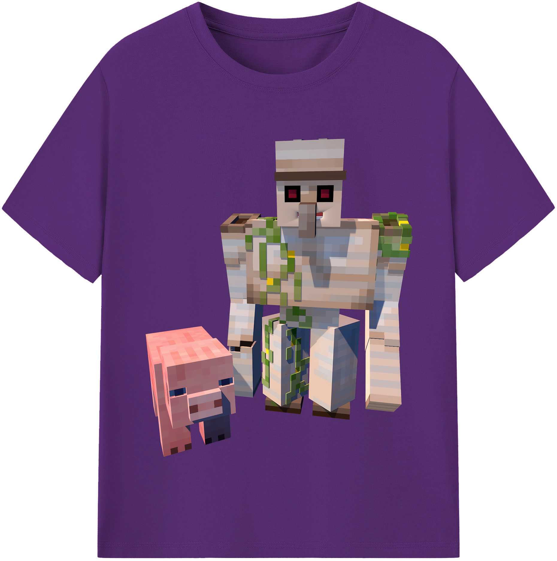 （画像用） マインクラフト ブロックの世界 Minecraft MC Block world 綿100％半袖Tシャツ（フロントプリント）
