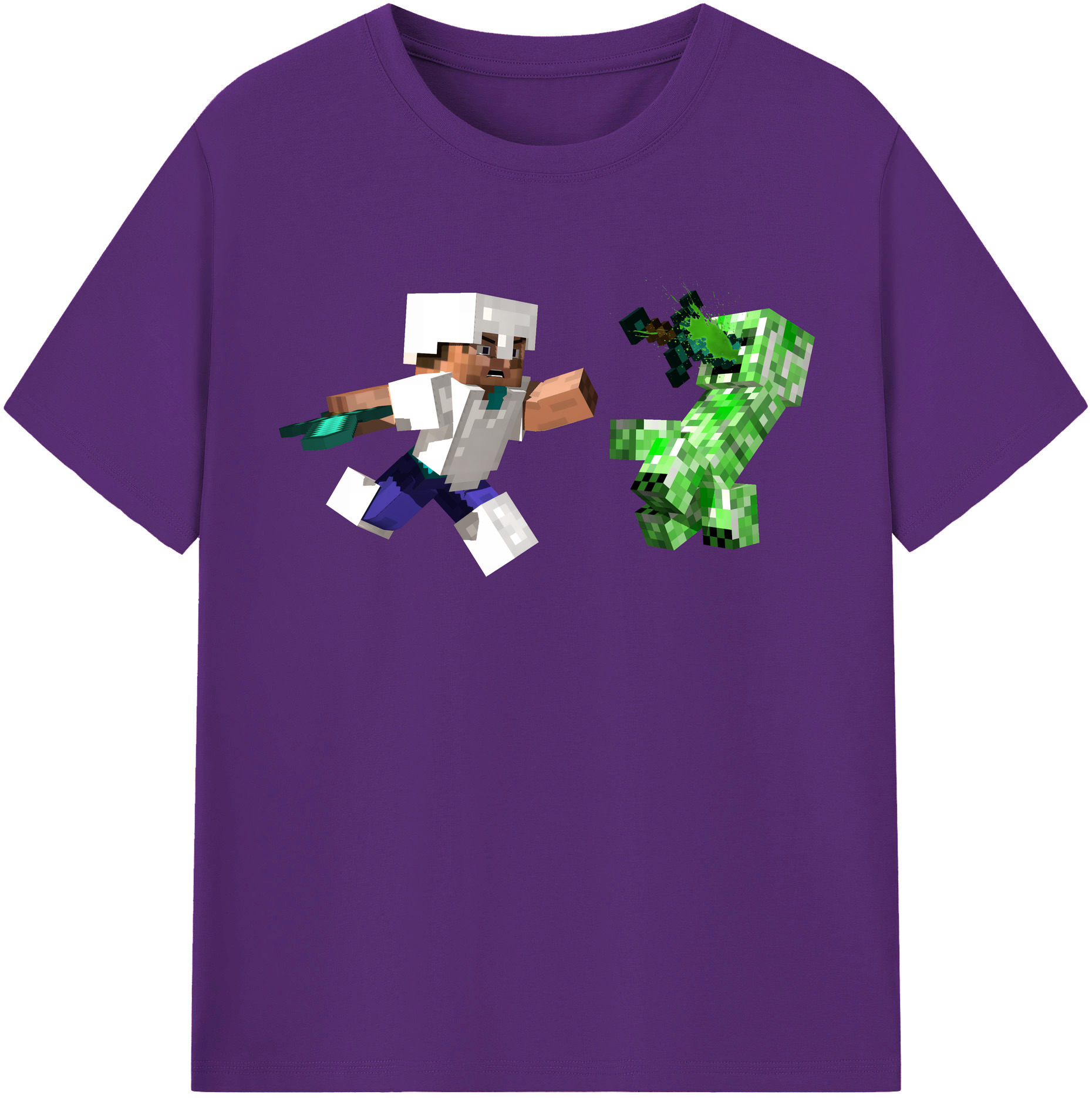 （画像用） マインクラフト ブロックの世界 Minecraft MC Block world 綿100％半袖Tシャツ（フロントプリント）
