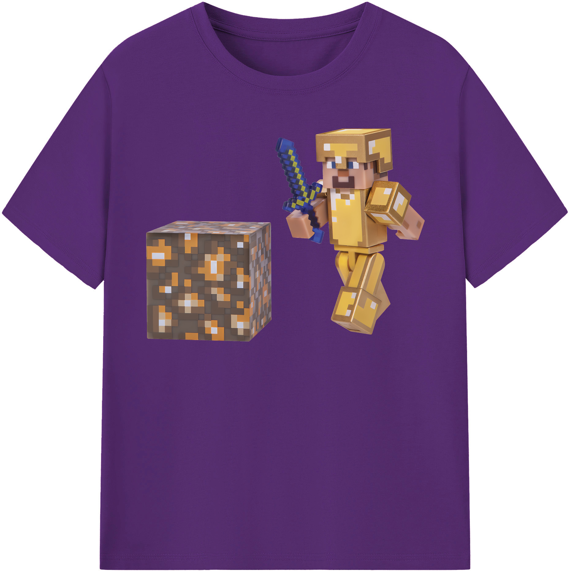 （画像用） マインクラフト ブロックの世界 Minecraft MC Block world 綿100％半袖Tシャツ（フロントプリント）