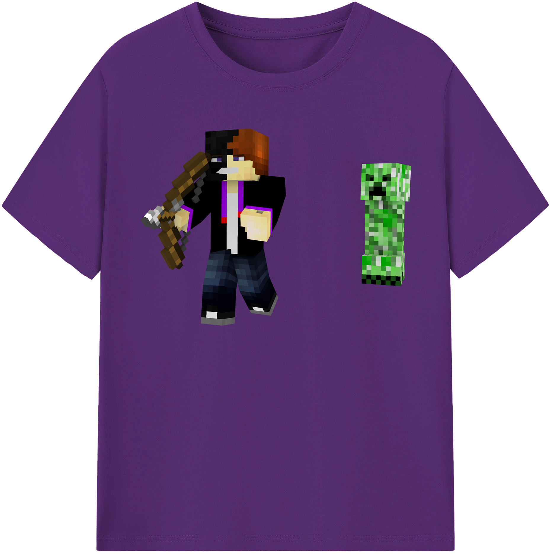 （画像用） マインクラフト ブロックの世界 Minecraft MC Block world 綿100％半袖Tシャツ（フロントプリント）