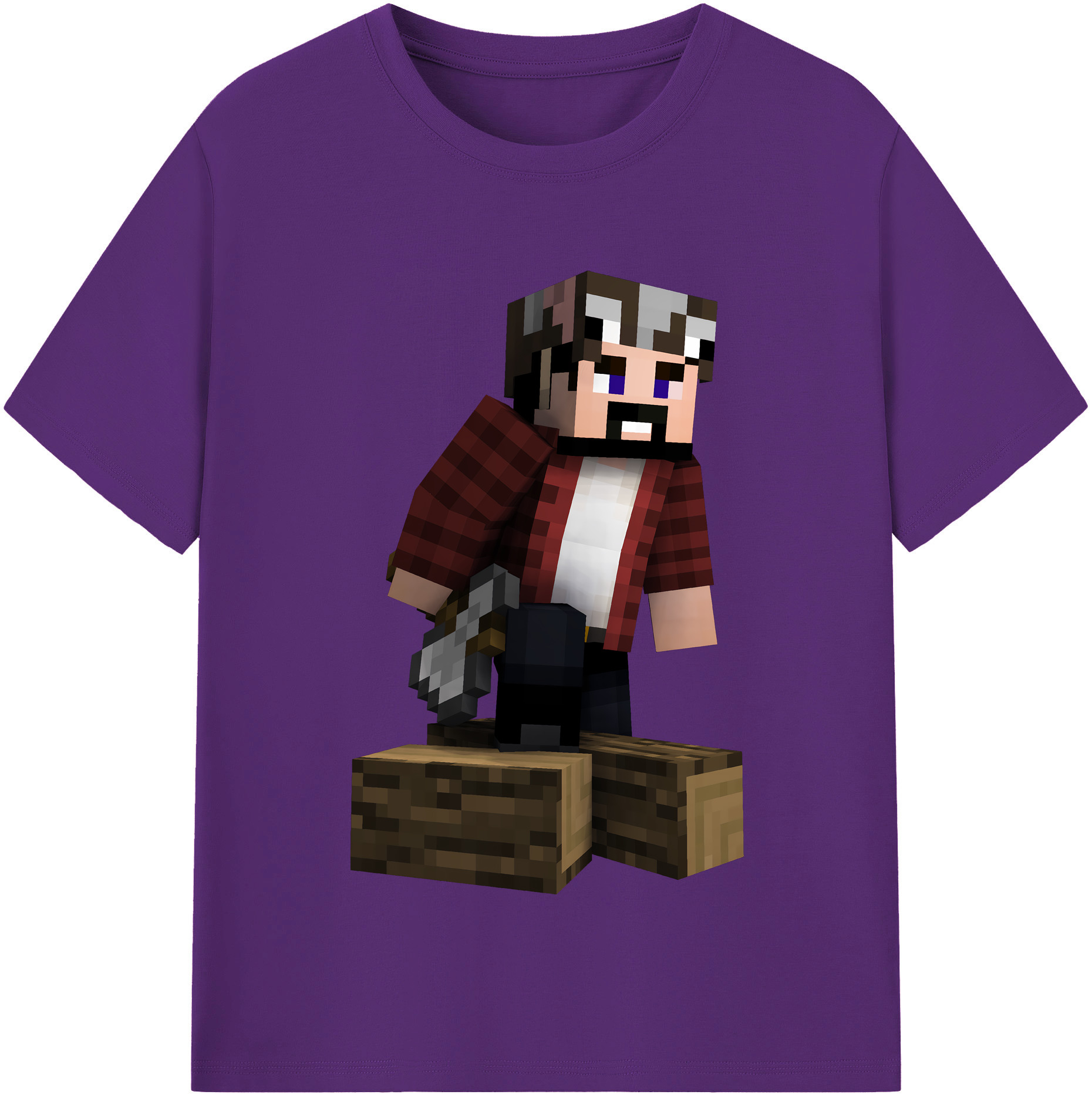 （画像用） マインクラフト ブロックの世界 Minecraft MC Block world 綿100％半袖Tシャツ（フロントプリント）