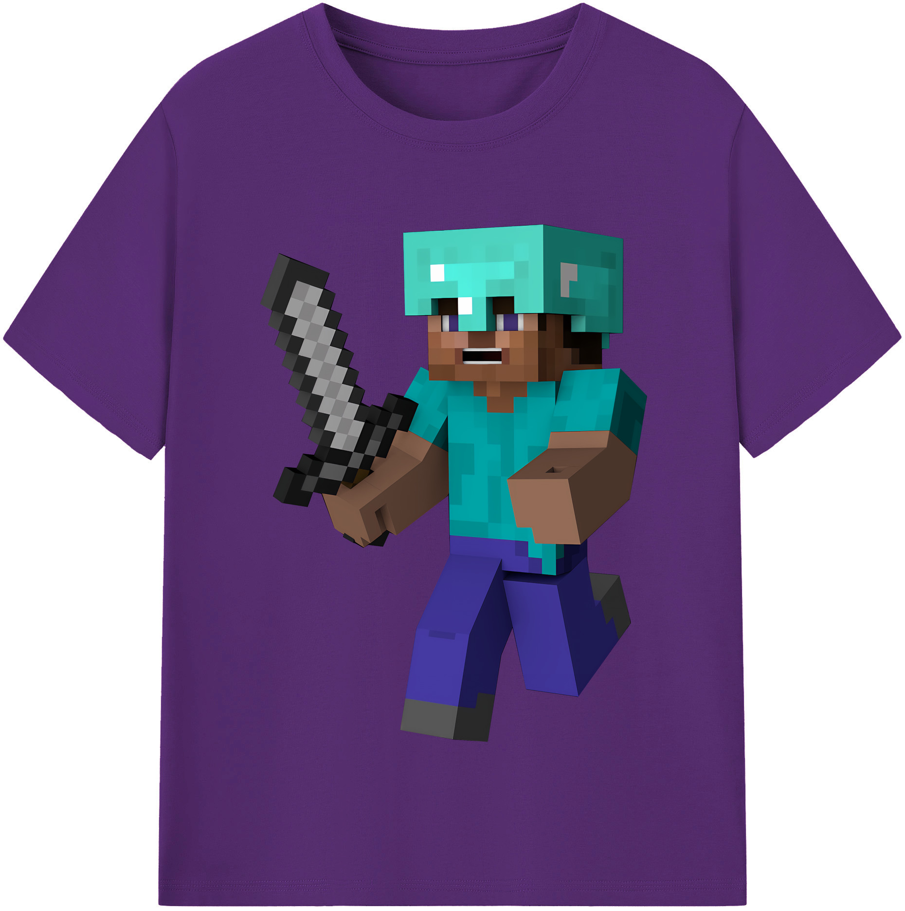 （画像用） マインクラフト ブロックの世界 Minecraft MC Block world 綿100％半袖Tシャツ（フロントプリント）
