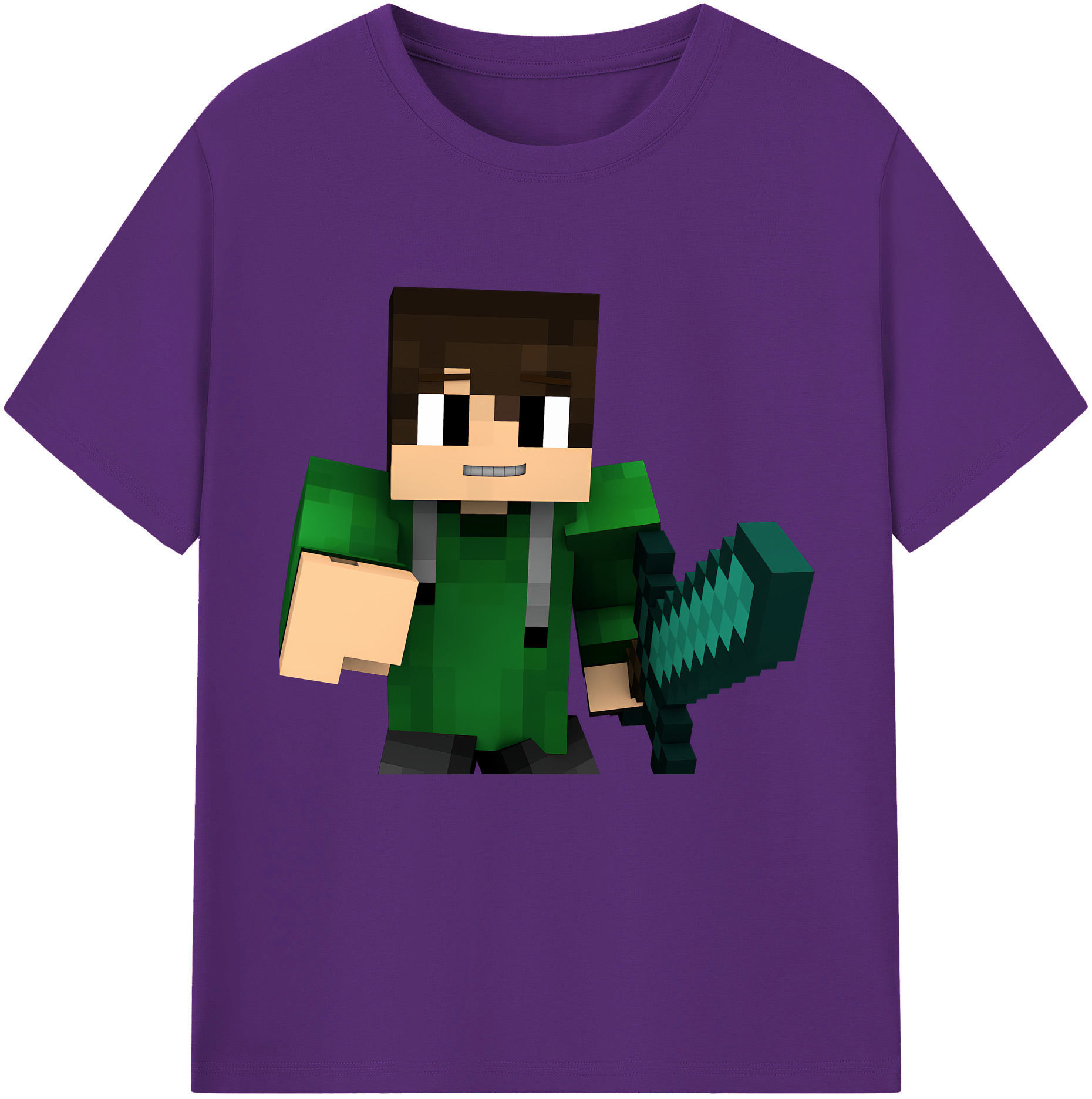 （画像用） マインクラフト ブロックの世界 Minecraft MC Block world 綿100％半袖Tシャツ（フロントプリント）