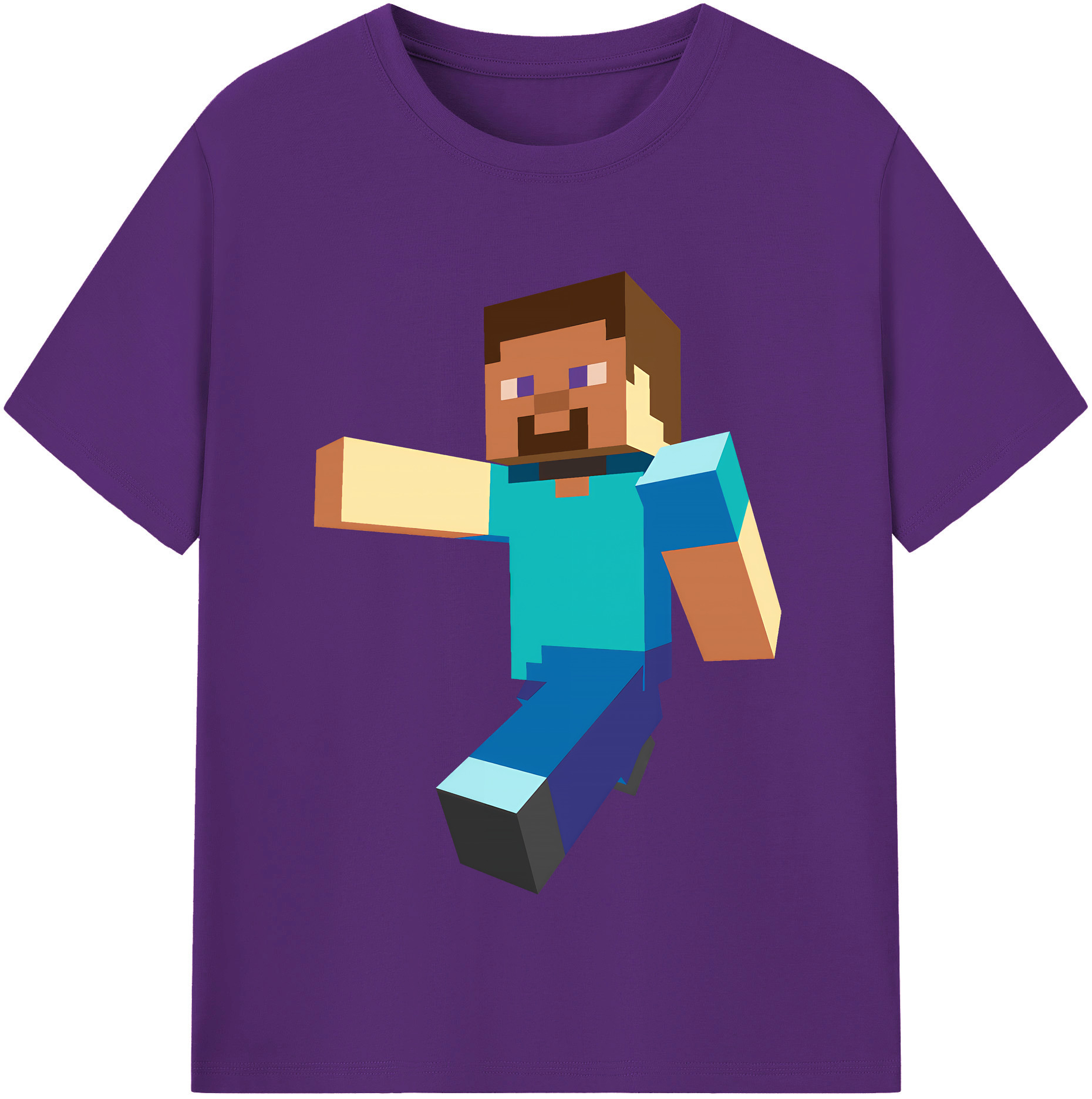 （画像用） マインクラフト ブロックの世界 Minecraft MC Block world 綿100％半袖Tシャツ（フロントプリント）