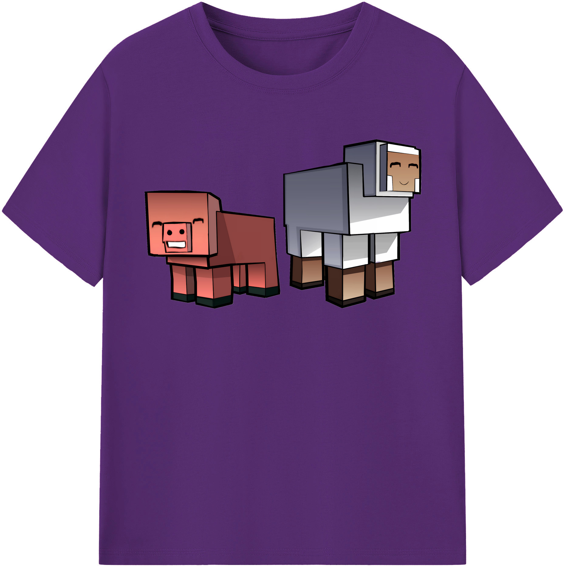 （画像用） マインクラフト ブロックの世界 Minecraft MC Block world 綿100％半袖Tシャツ（フロントプリント）