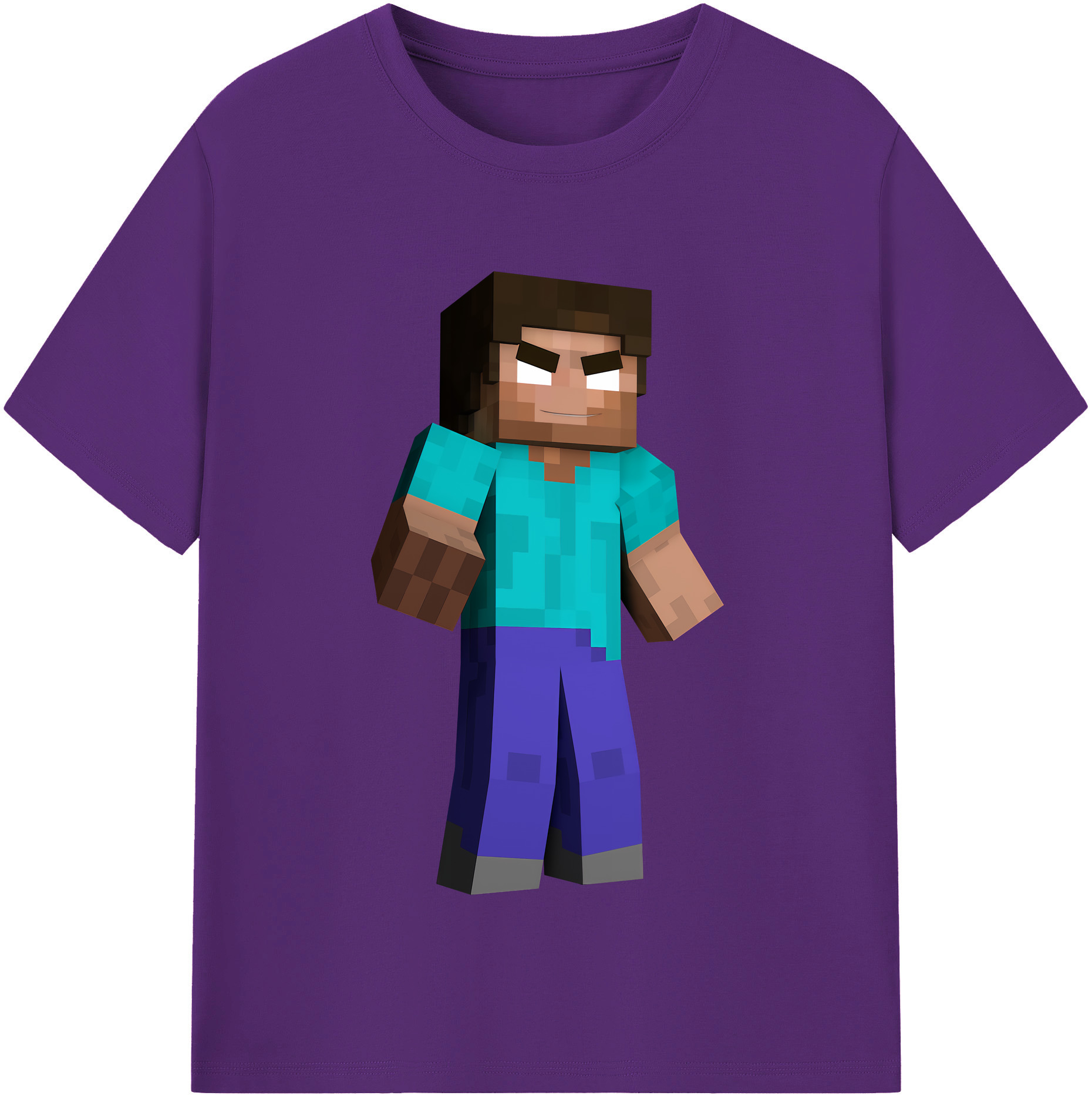 （画像用） マインクラフト ブロックの世界 Minecraft MC Block world 綿100％半袖Tシャツ（フロントプリント）