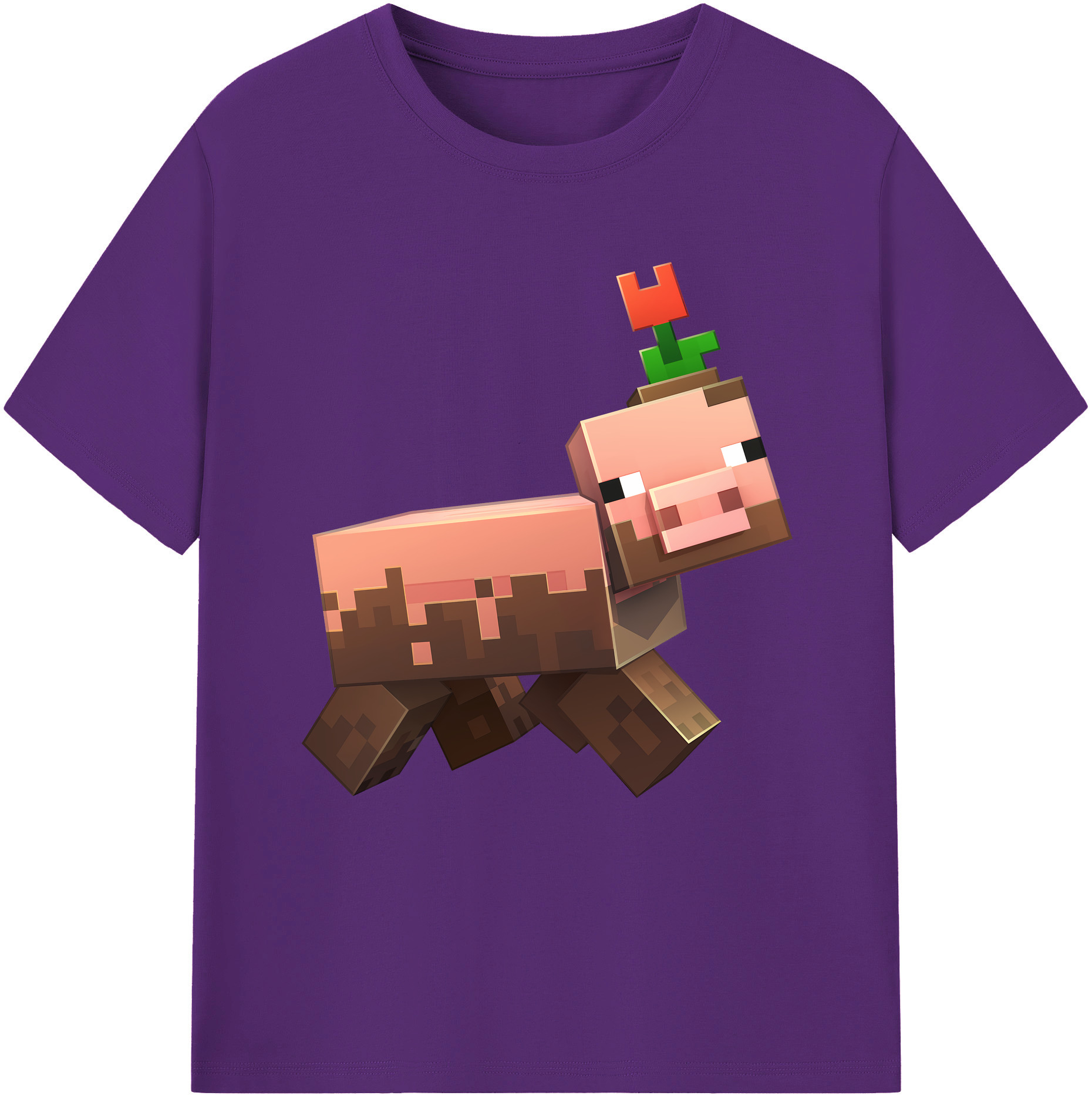 （画像用） マインクラフト ブロックの世界 Minecraft MC Block world 綿100％半袖Tシャツ（フロントプリント）