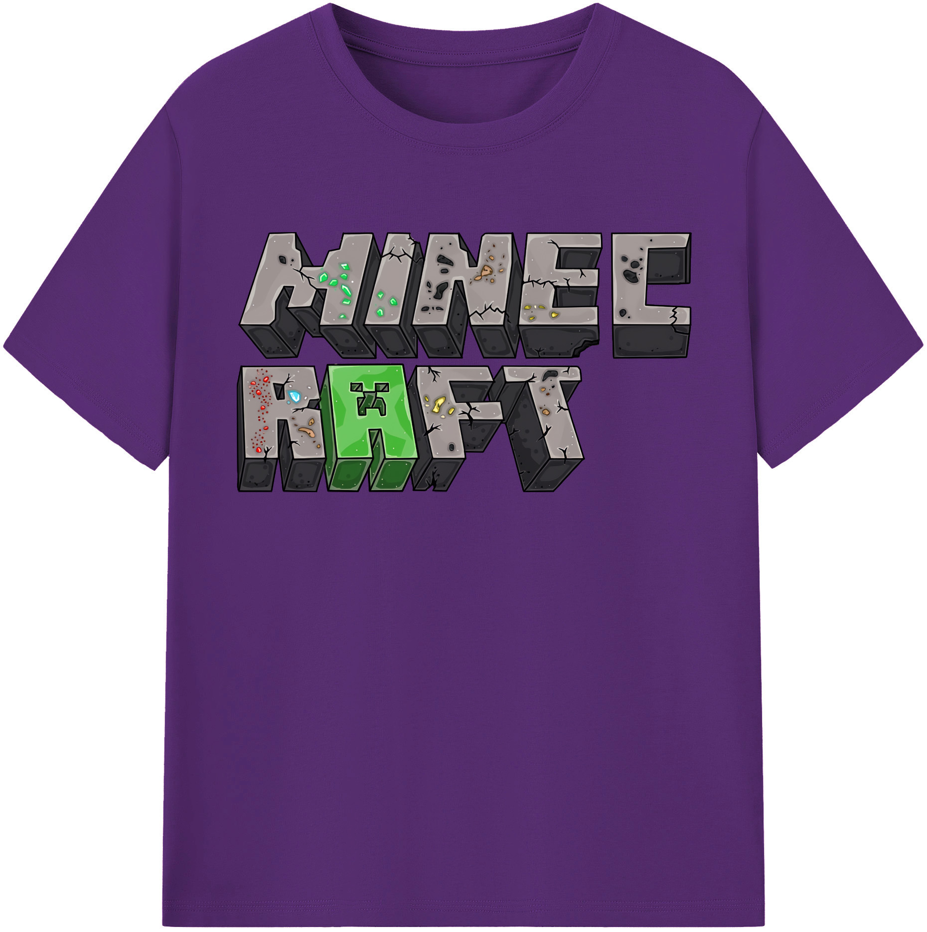 （画像用） マインクラフト ブロックの世界 Minecraft MC Block world 綿100％半袖Tシャツ（フロントプリント）