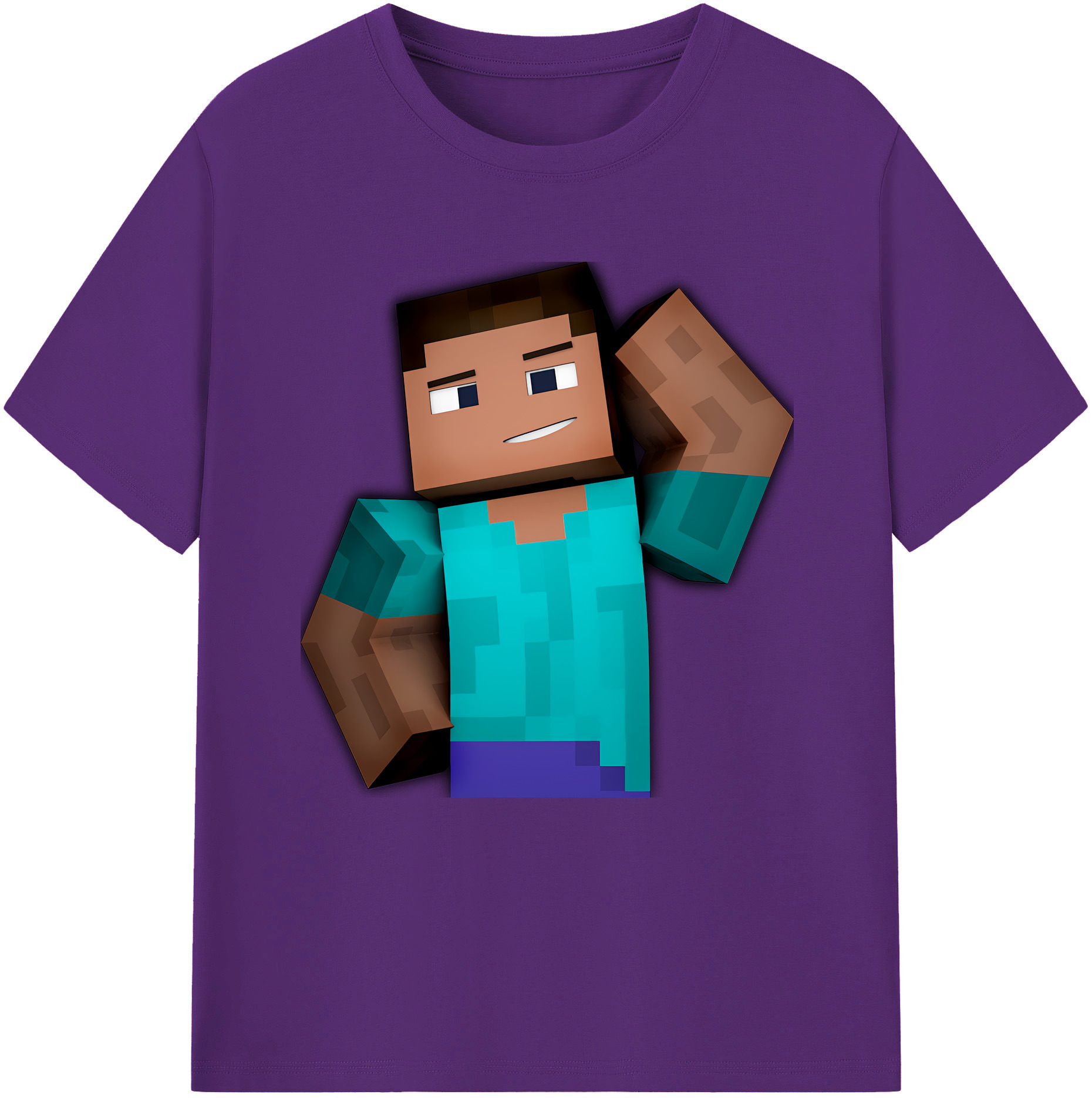 （画像用） マインクラフト ブロックの世界 Minecraft MC Block world 綿100％半袖Tシャツ（フロントプリント）