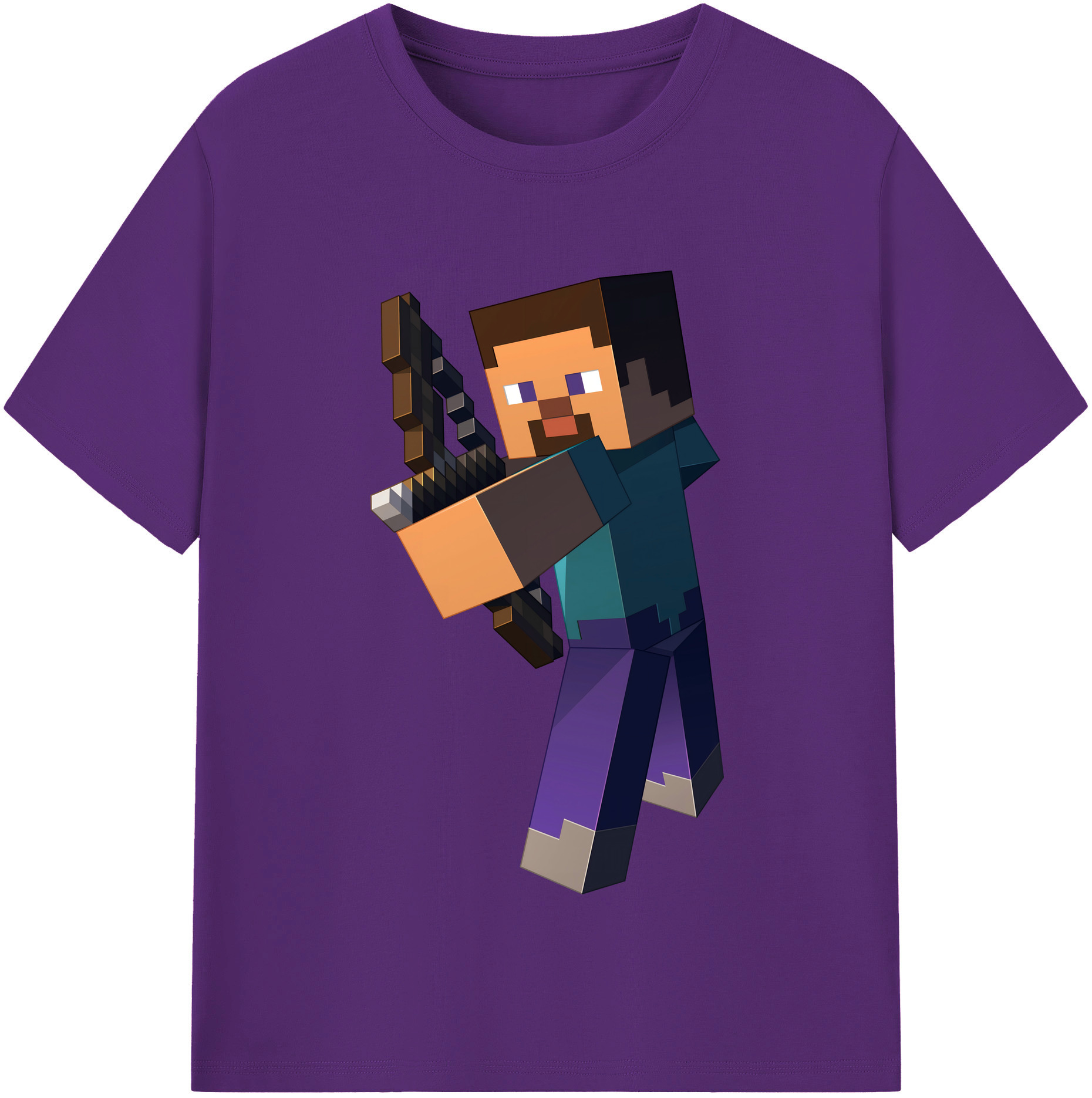 （画像用） マインクラフト ブロックの世界 Minecraft MC Block world 綿100％半袖Tシャツ（フロントプリント）