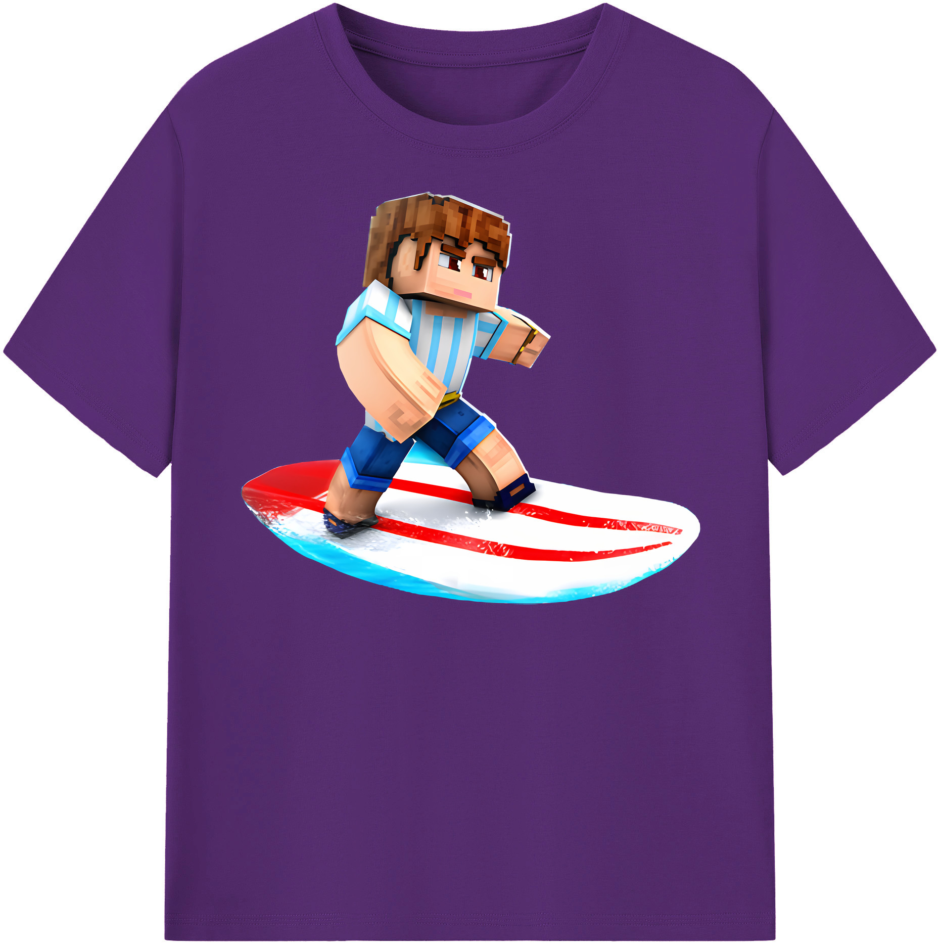 （画像用） マインクラフト ブロックの世界 Minecraft MC Block world 綿100％半袖Tシャツ（フロントプリント）