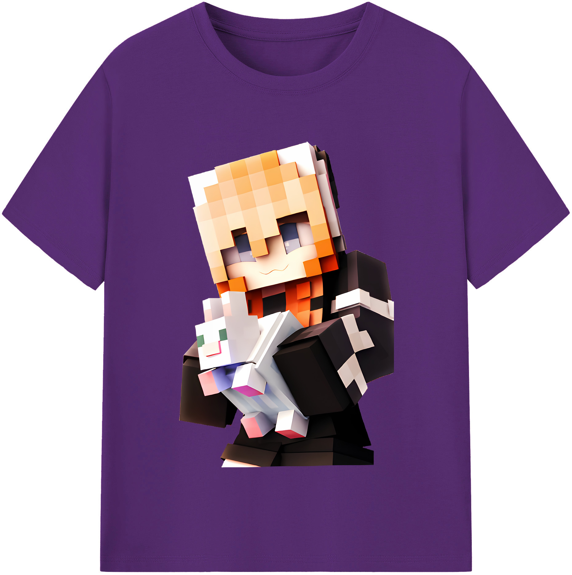 （画像用） マインクラフト ブロックの世界 Minecraft MC Block world 綿100％半袖Tシャツ（フロントプリント）