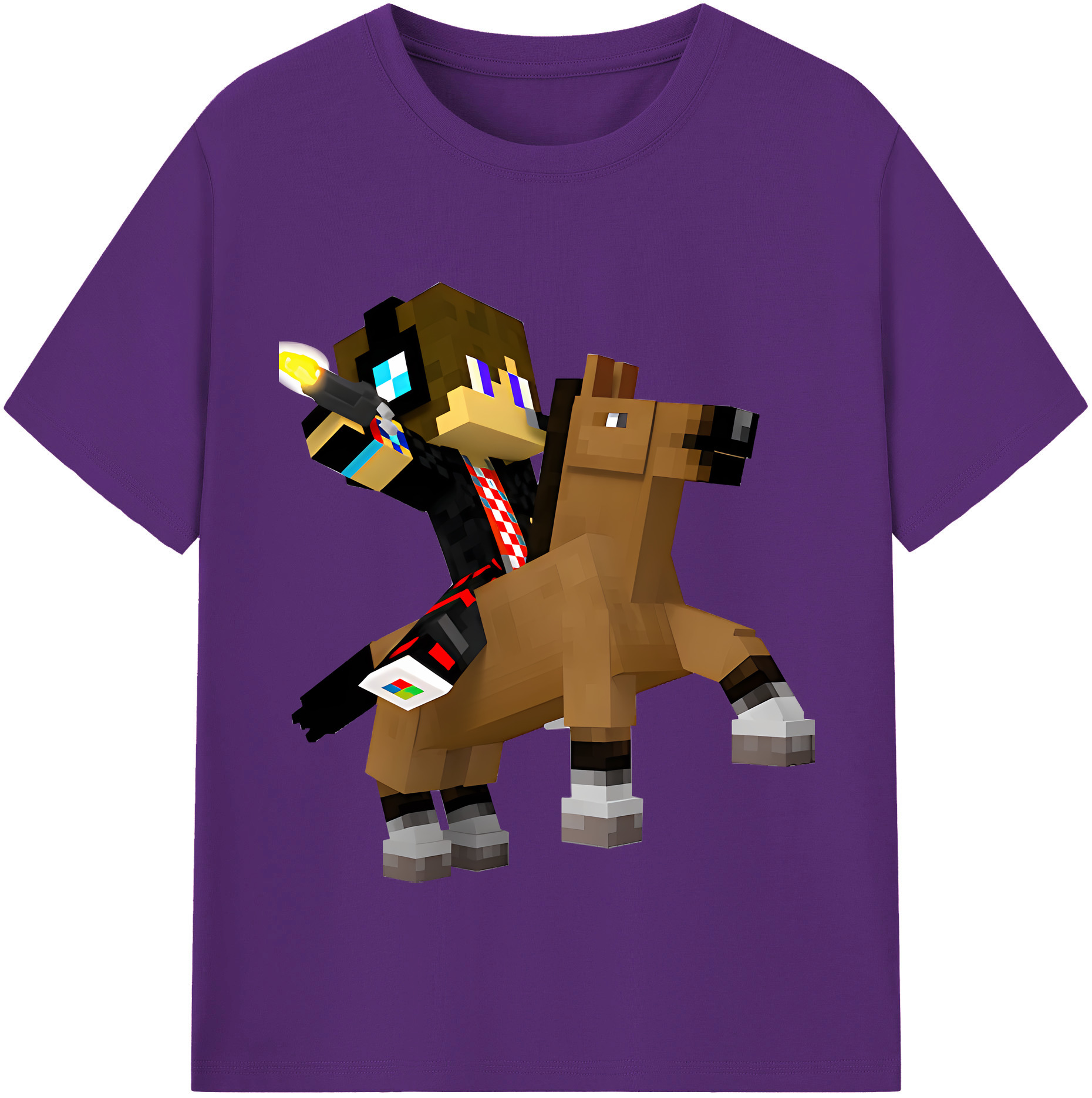 （画像用） マインクラフト ブロックの世界 Minecraft MC Block world 綿100％半袖Tシャツ（フロントプリント）