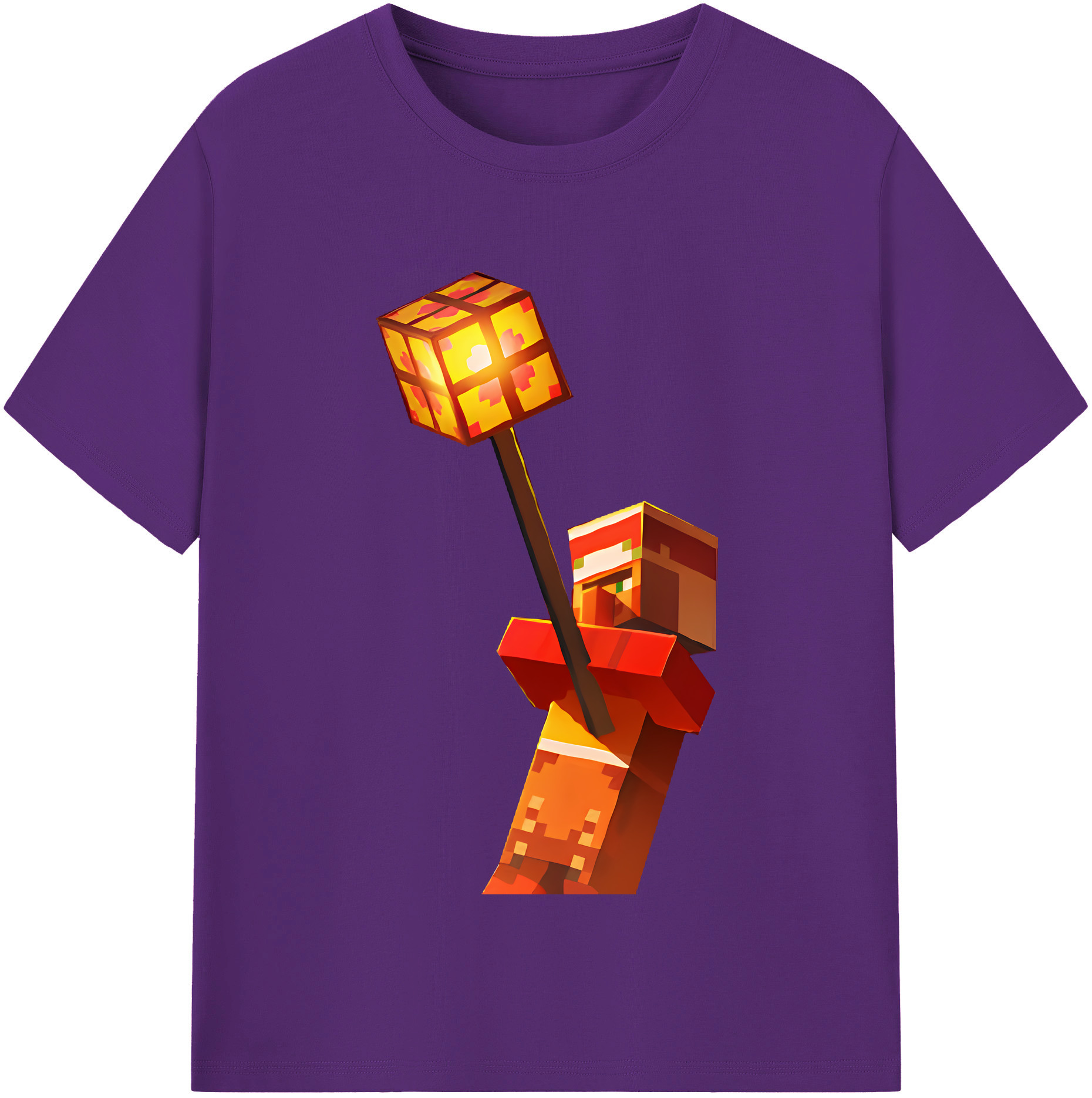 （画像用） マインクラフト ブロックの世界 Minecraft MC Block world 綿100％半袖Tシャツ（フロントプリント）