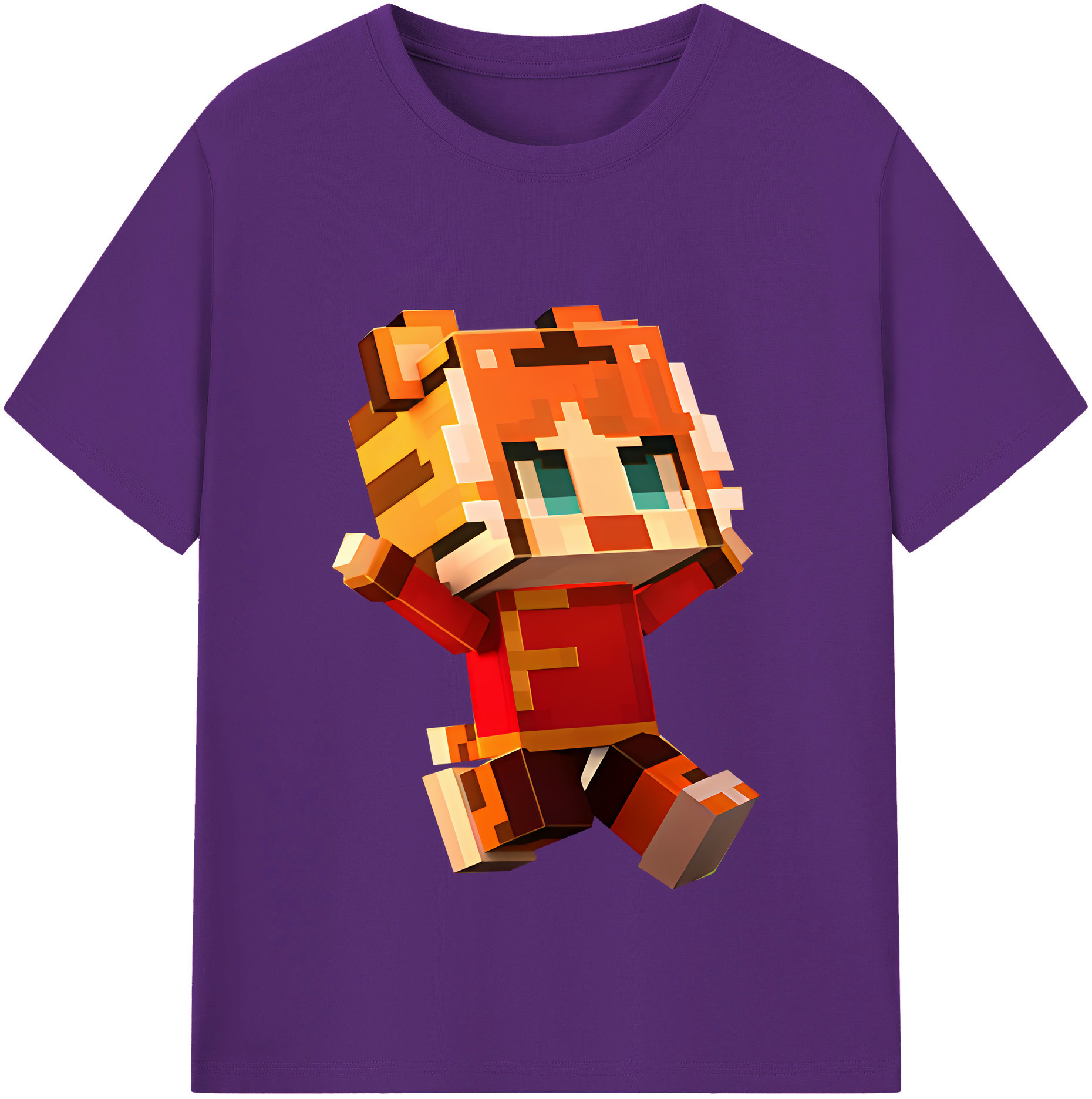 （画像用） マインクラフト ブロックの世界 Minecraft MC Block world 綿100％半袖Tシャツ（フロントプリント）