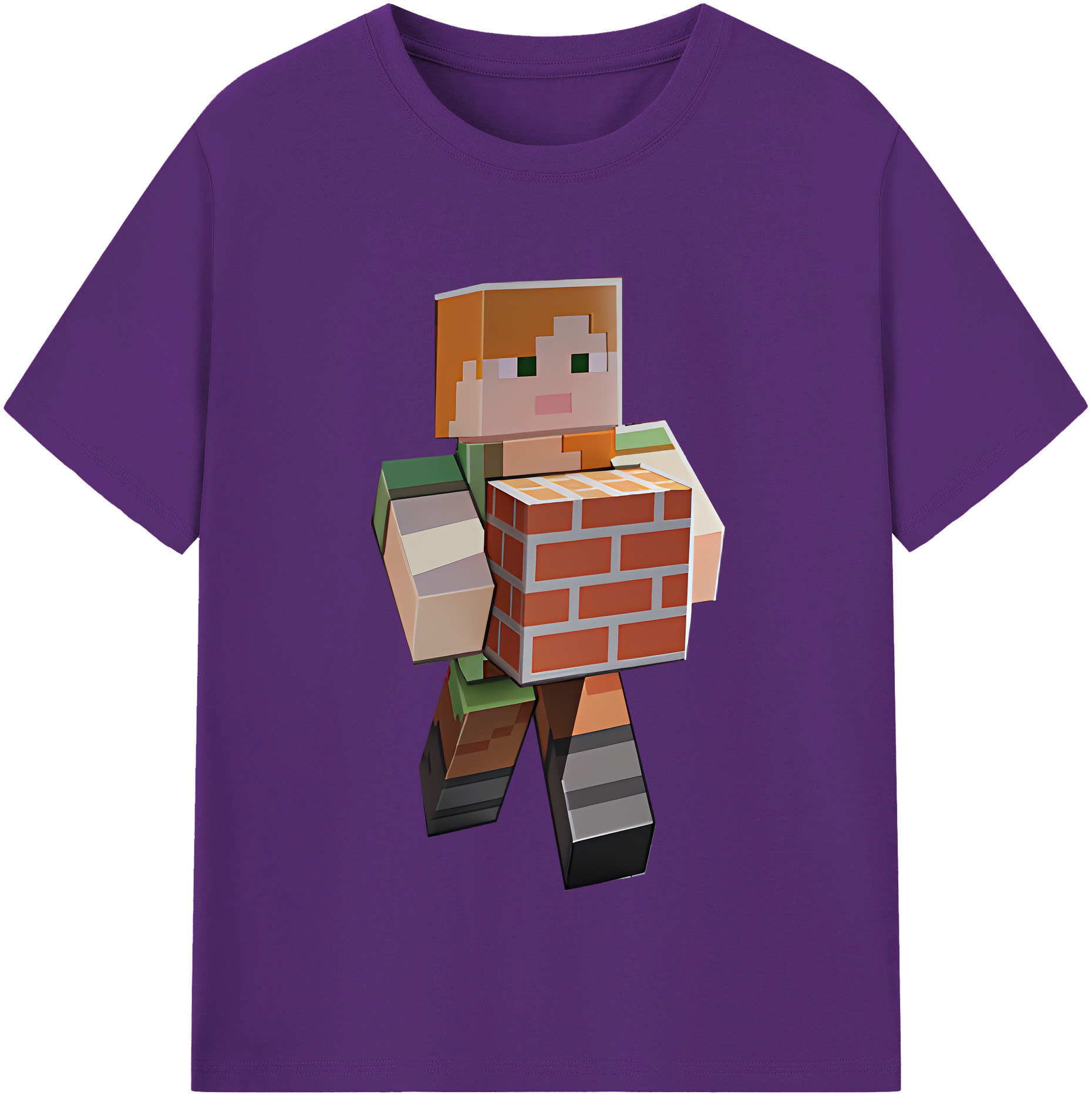 （画像用） マインクラフト ブロックの世界 Minecraft MC Block world 綿100％半袖Tシャツ（フロントプリント）