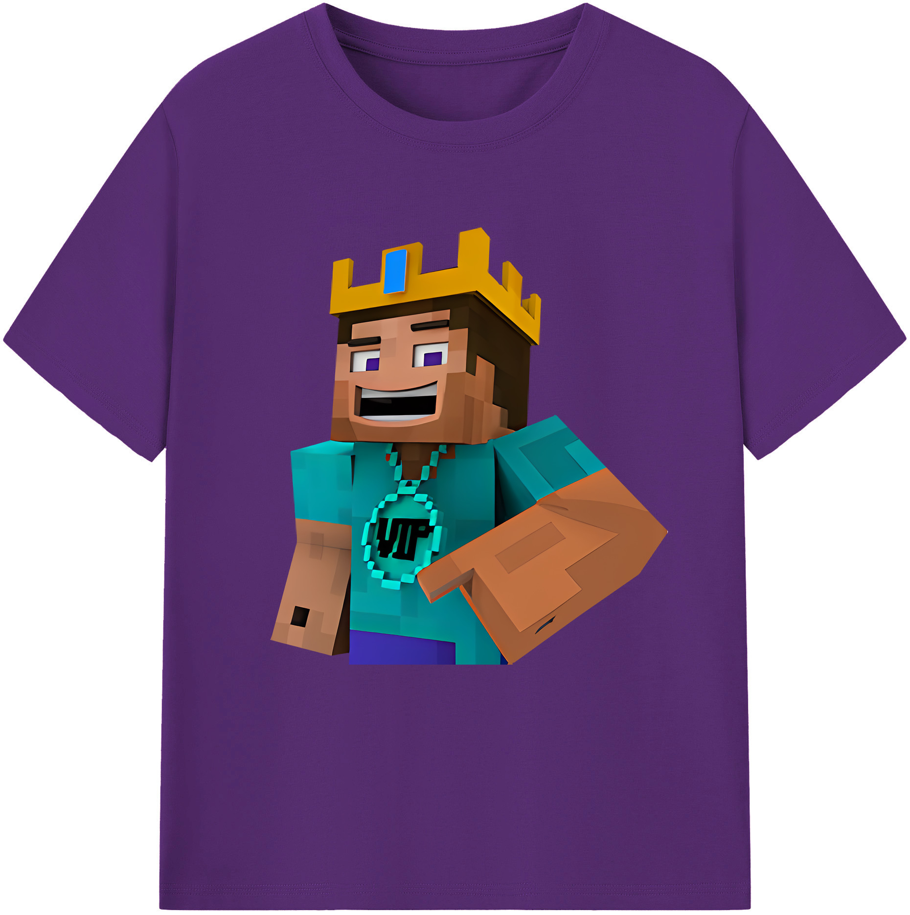 （画像用） マインクラフト ブロックの世界 Minecraft MC Block world 綿100％半袖Tシャツ（フロントプリント）