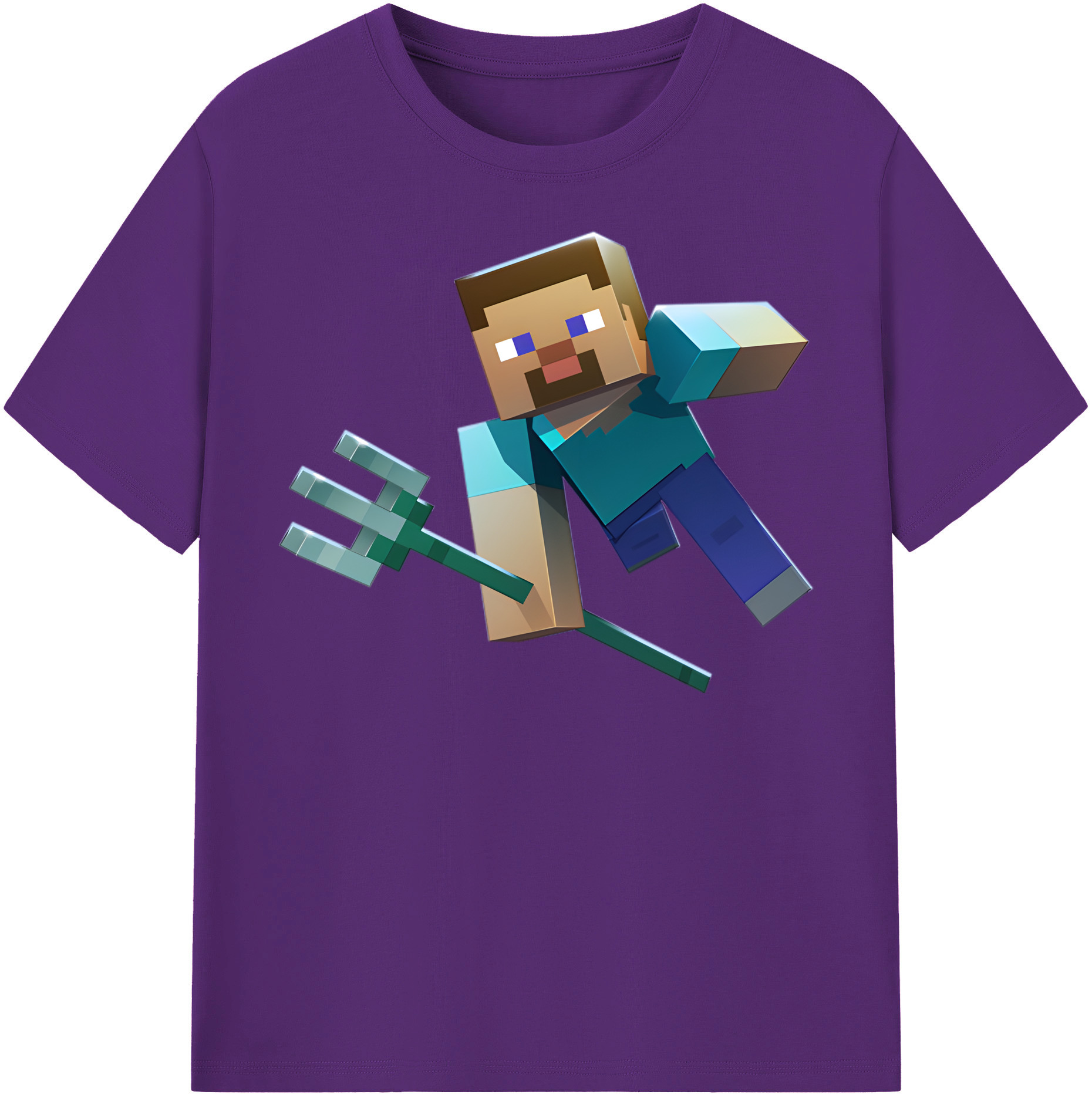（画像用） マインクラフト ブロックの世界 Minecraft MC Block world 綿100％半袖Tシャツ（フロントプリント）