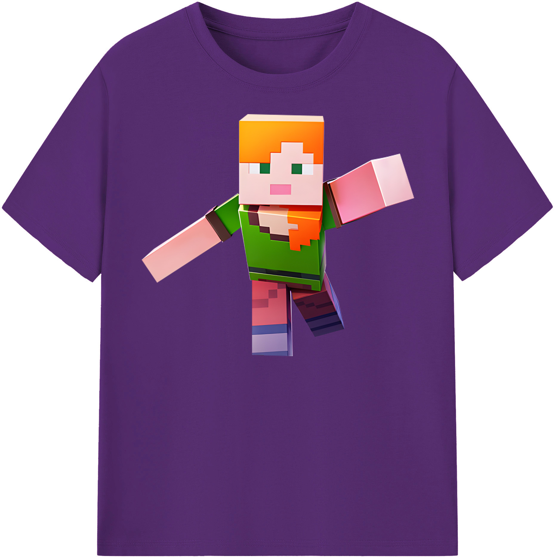 （画像用） マインクラフト ブロックの世界 Minecraft MC Block world 綿100％半袖Tシャツ（フロントプリント）