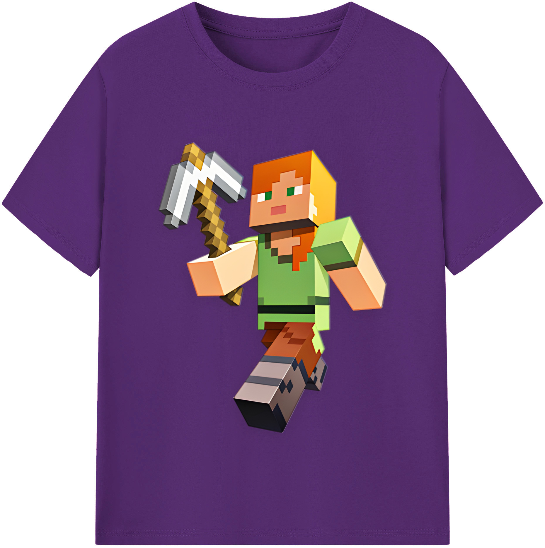 （画像用） マインクラフト ブロックの世界 Minecraft MC Block world 綿100％半袖Tシャツ（フロントプリント）