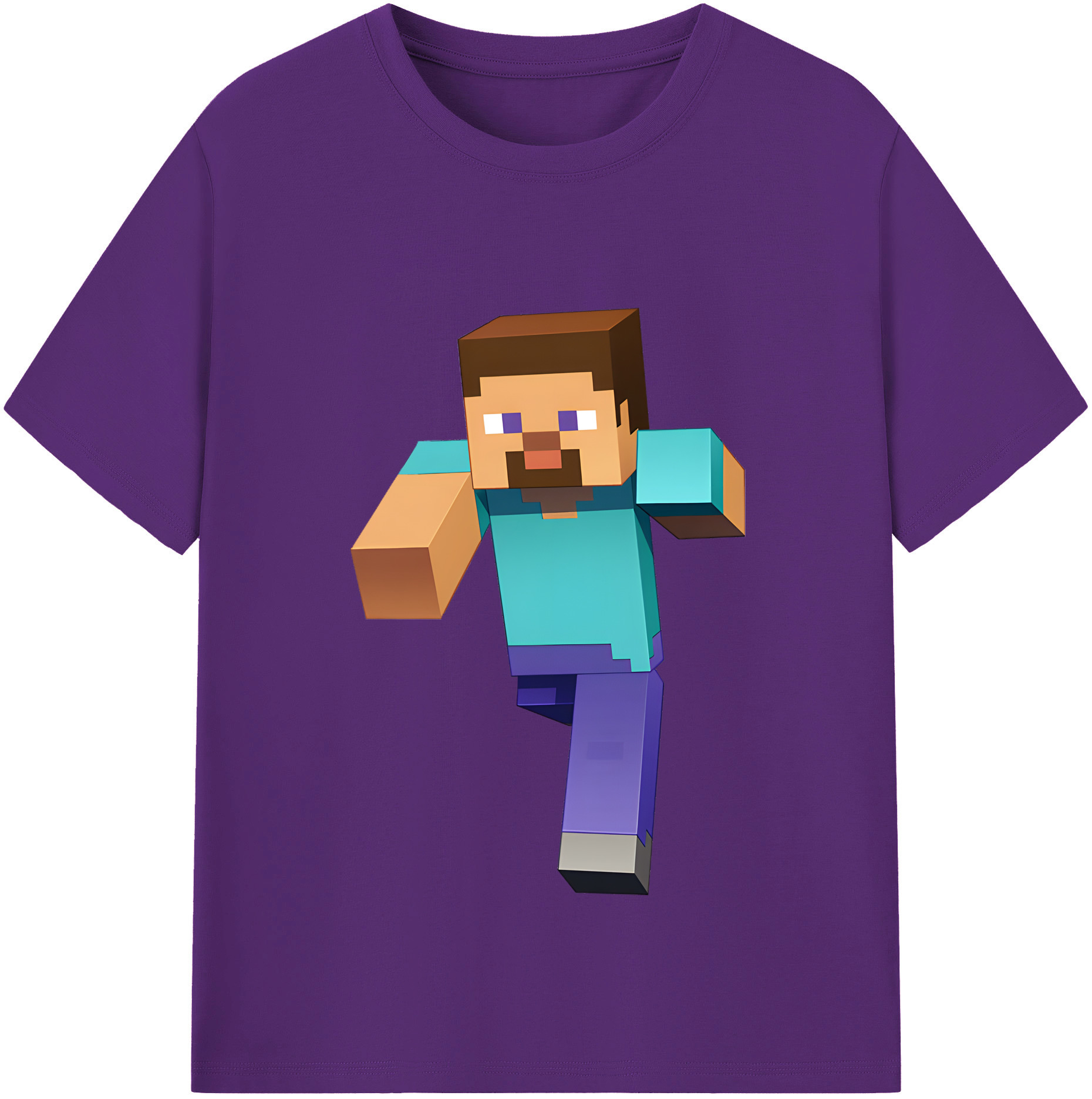 （画像用） マインクラフト ブロックの世界 Minecraft MC Block world 綿100％半袖Tシャツ（フロントプリント）
