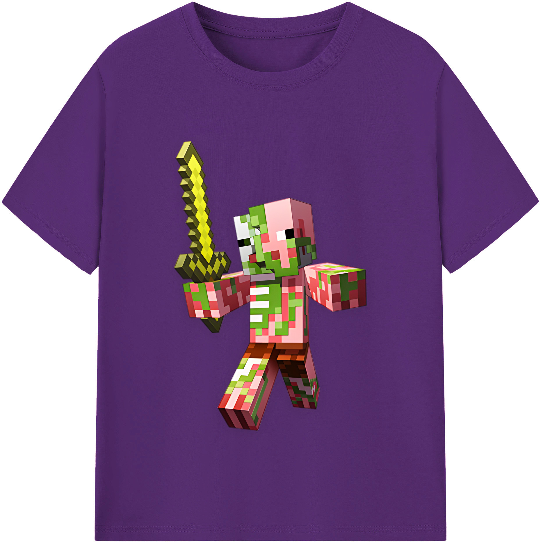 （画像用） マインクラフト ブロックの世界 Minecraft MC Block world 綿100％半袖Tシャツ（フロントプリント）