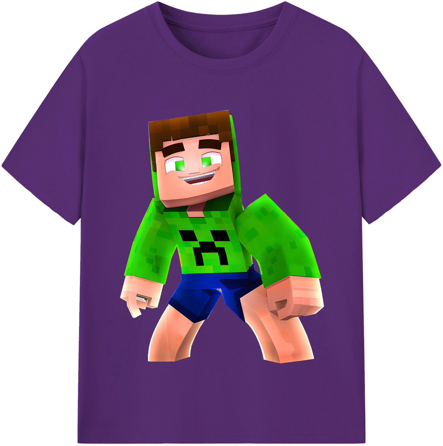 （画像用） マインクラフト ブロックの世界 Minecraft MC Block world 綿100％半袖Tシャツ（フロントプリント）