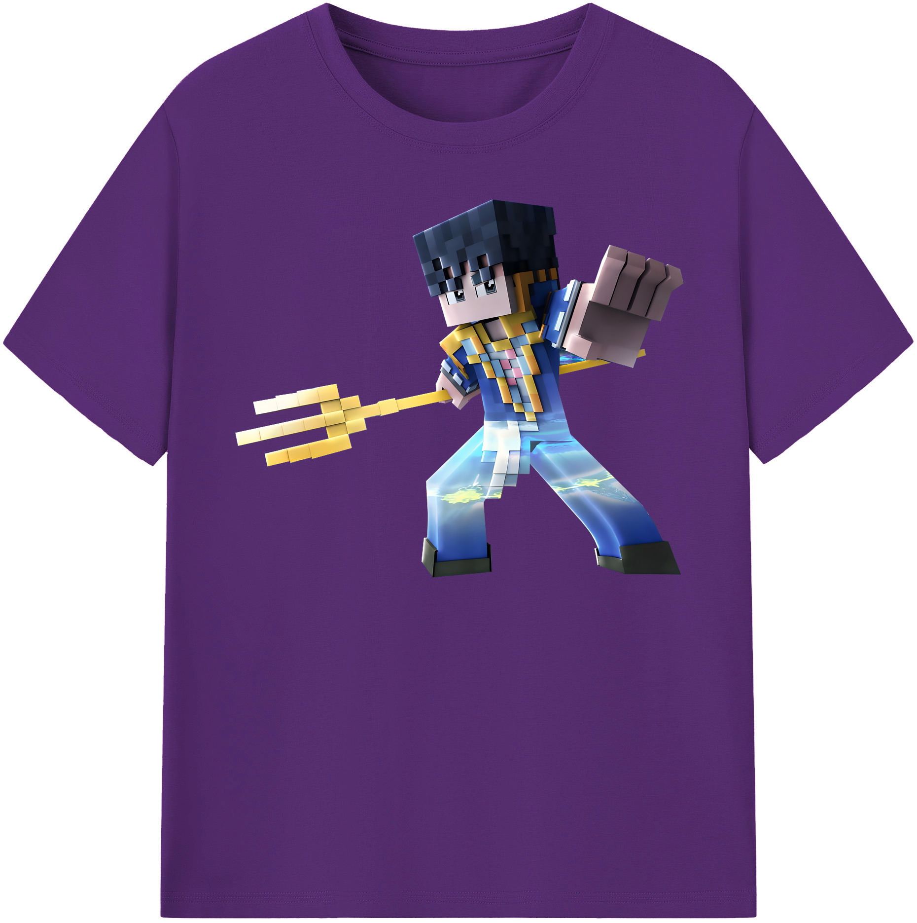 （画像用） マインクラフト ブロックの世界 Minecraft MC Block world 綿100％半袖Tシャツ（フロントプリント）